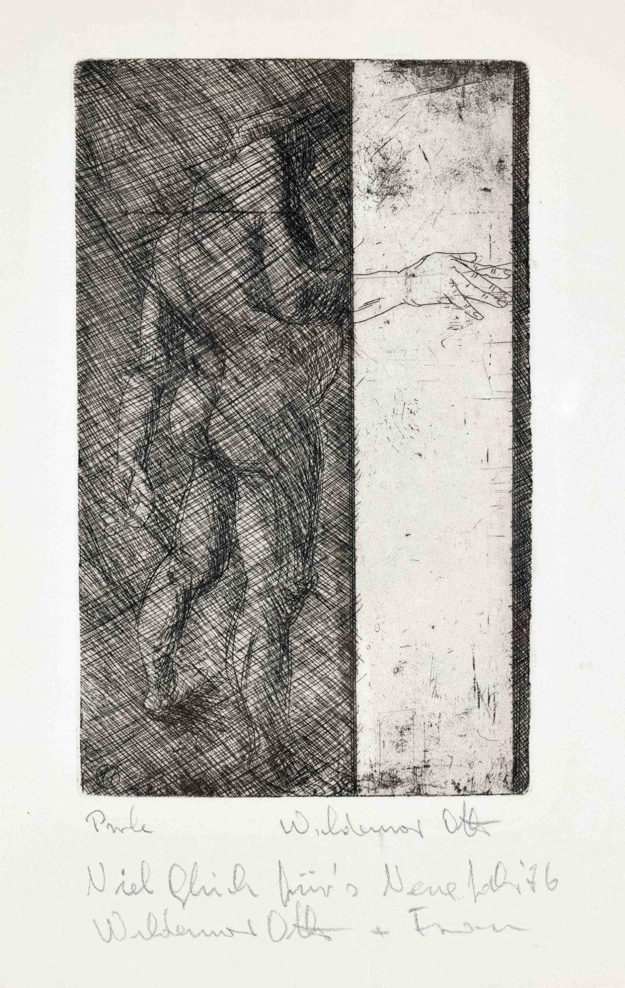 Otto, Waldemar. 1929 Petrikau/Poland - 2020 Worpswede. Three female nudes. Etching, signed
