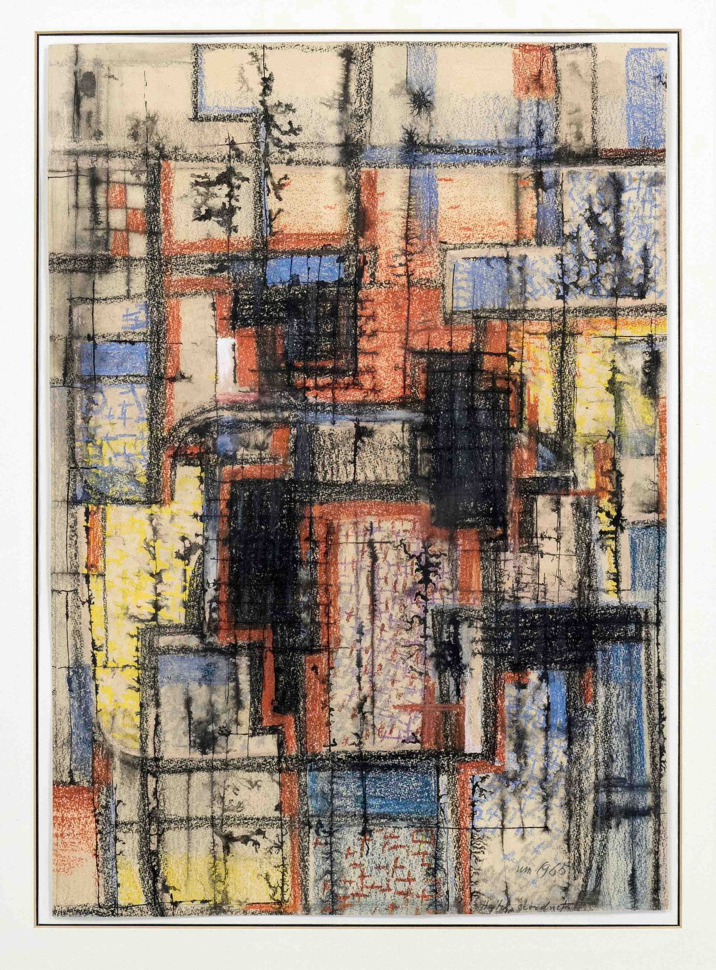 Höch, Hannah. 1889 Gotha - 1978 Berlin. Cheerful, orderly. About 1965. colored pencil drawing with