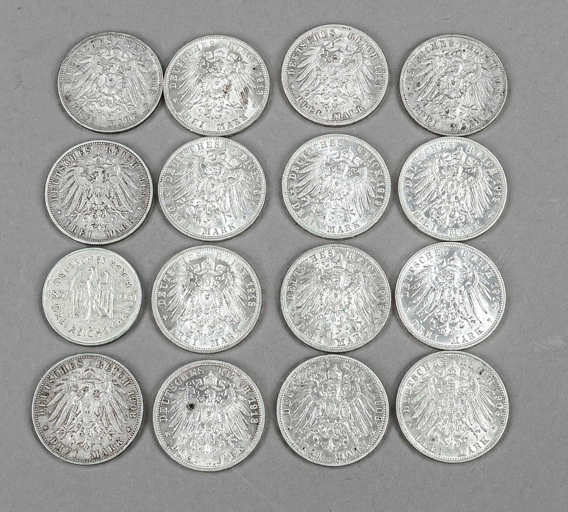Konvolut Silbermünzen Deutsche - Bild 2 aus 2