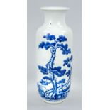 Rouleau vase, China, Qing dynasty(1644-1911), 18th century, porcelain with cobalt blue underglaze