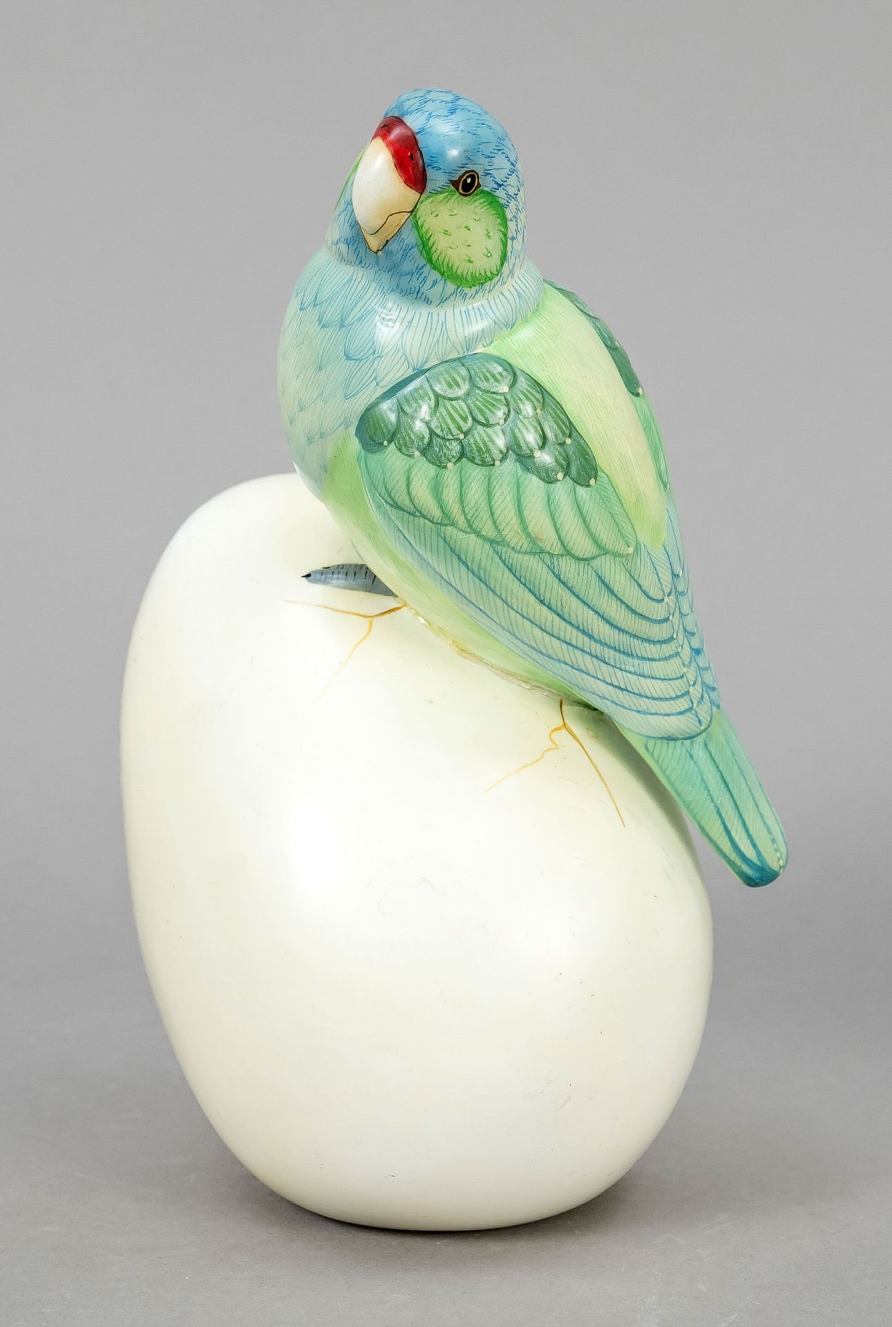 Sergio Bustamante, born in 1949 Culiacan/Mexico, ceramic project, parrot on an egg, polychrome