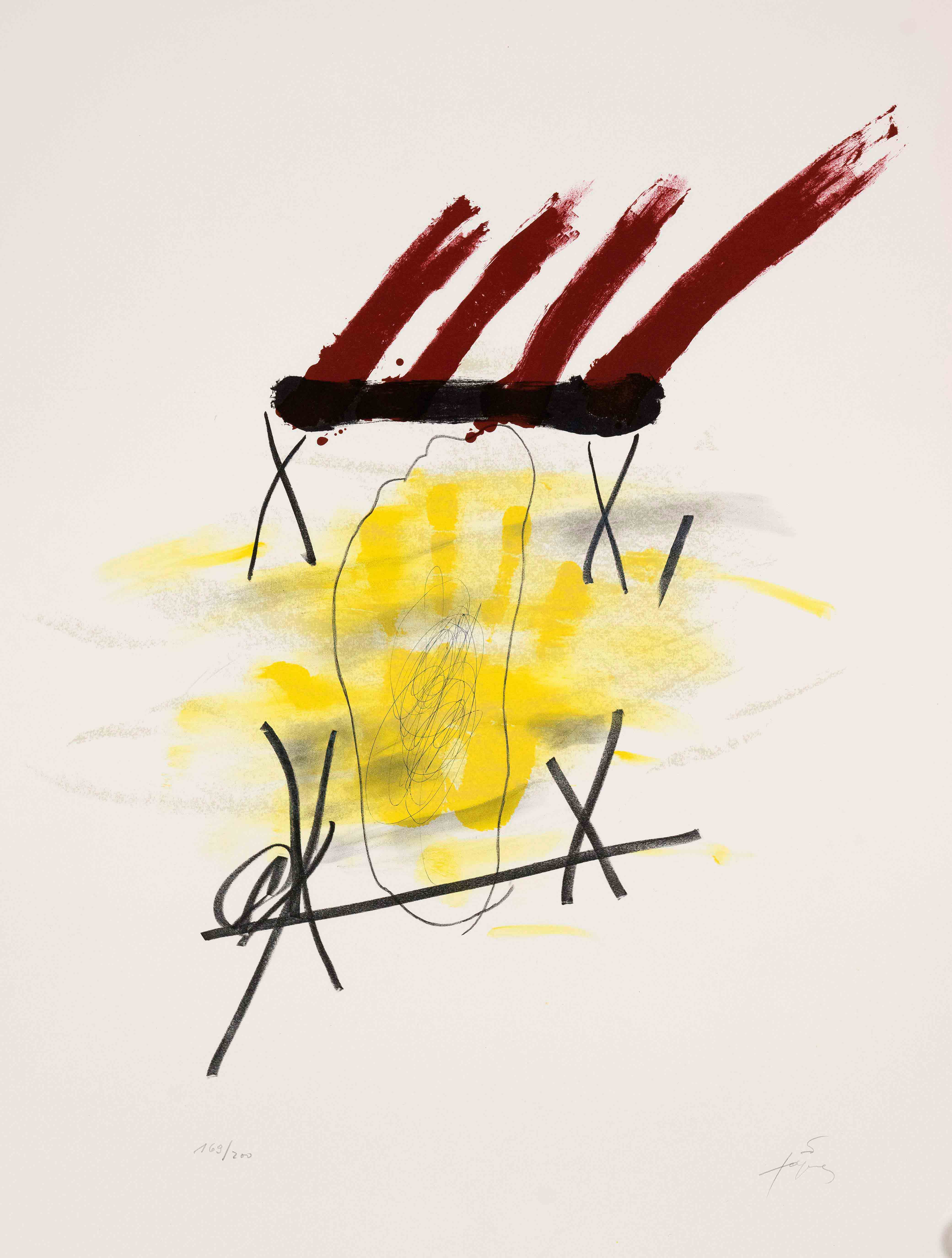 Tàpies, Antoni. 1923 - Barcelona - 2012. la main jaune. 1973. color lithograph/Arches handmade