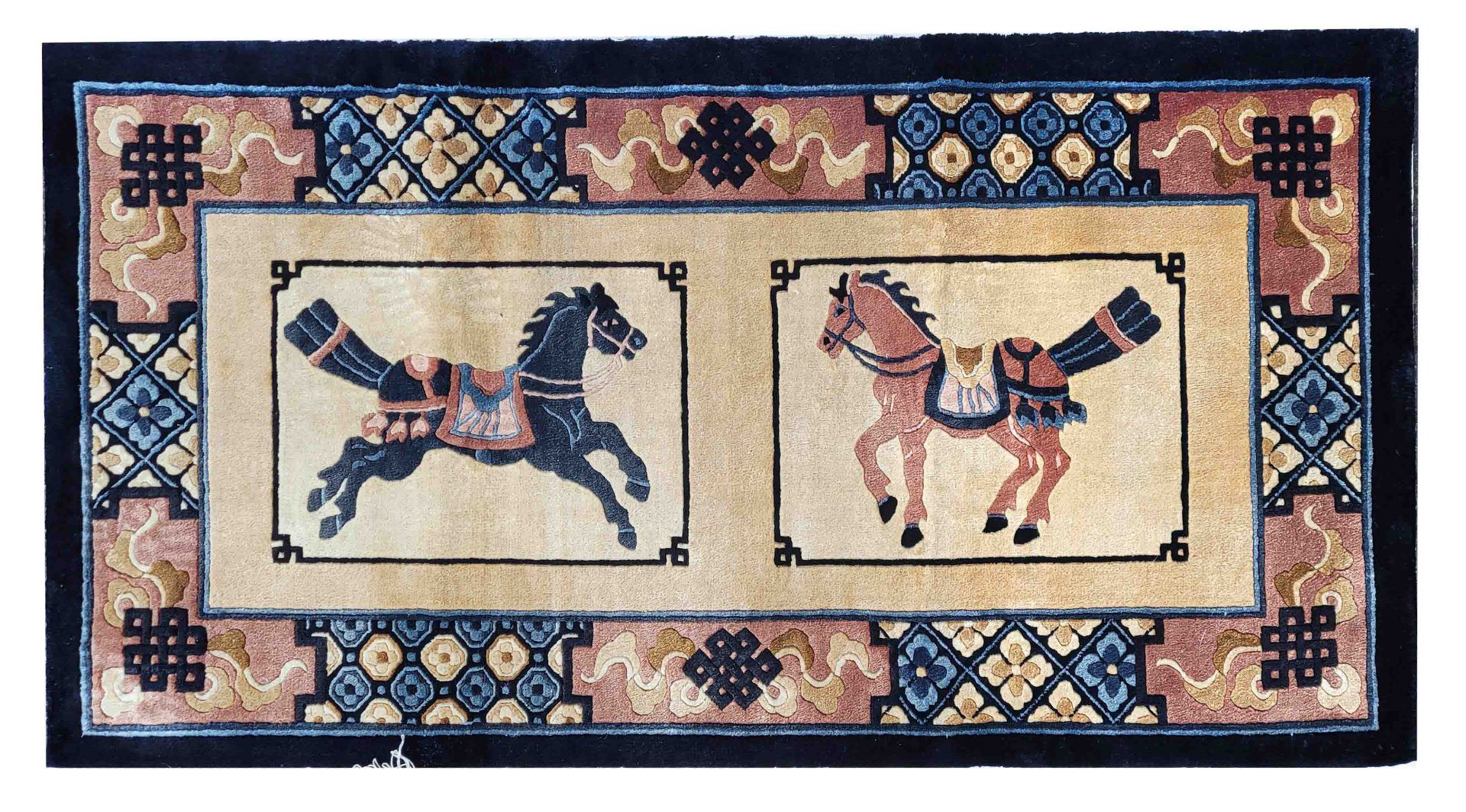 Tapestry, China, 2nd half of 20th century, Silk. Good condition, even high pile, 64 x 123 cm