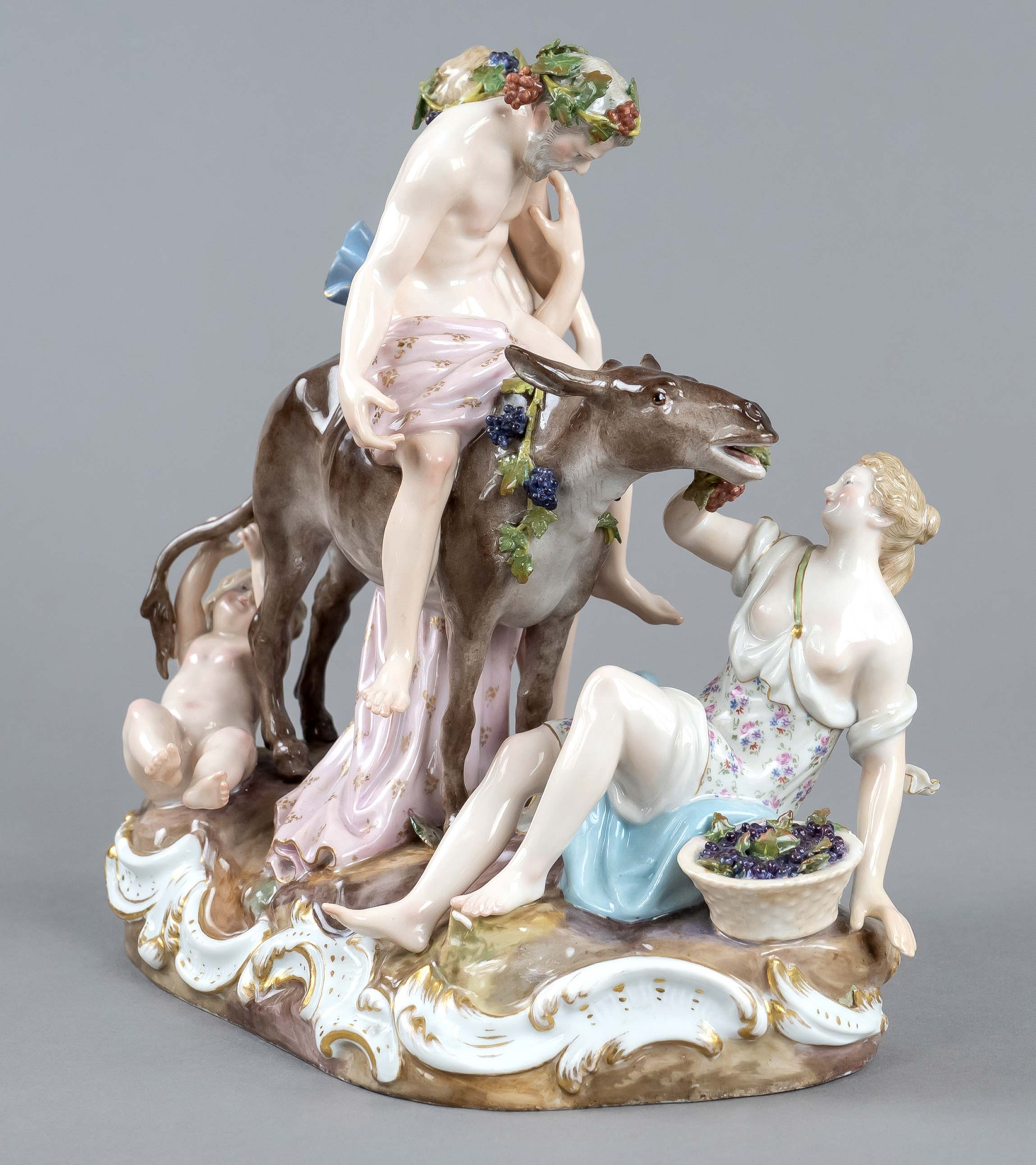 Group of figures ''Drunken Silen'', Meissen, 1850-1924, 1st choice, porcelain, polychrome and gold - Image 2 of 4