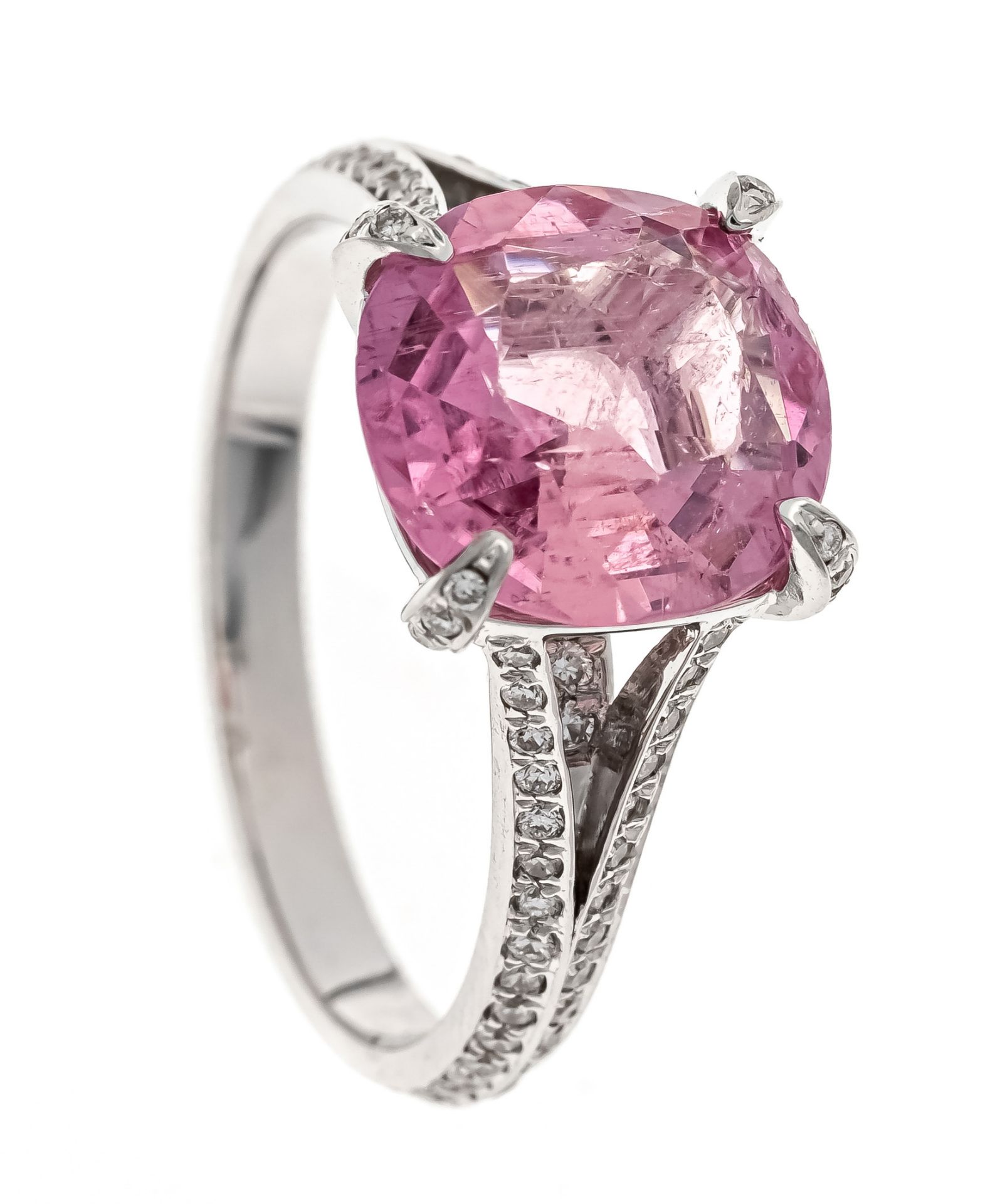 Pink Turmalin-Brillant-Ring WG