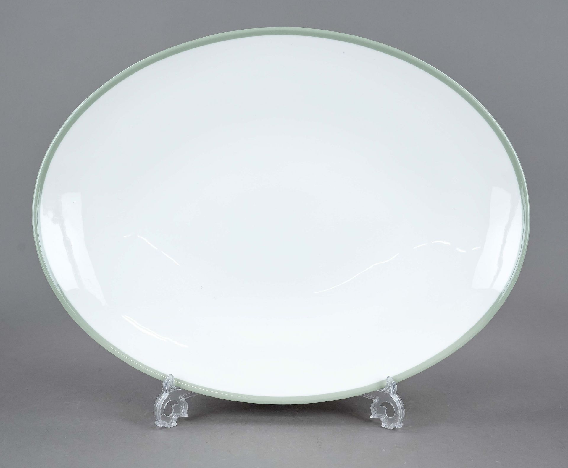 Large roasting plate, KPM Berlin, mark before 1962, 2nd choice, Urbino form, white with celadon