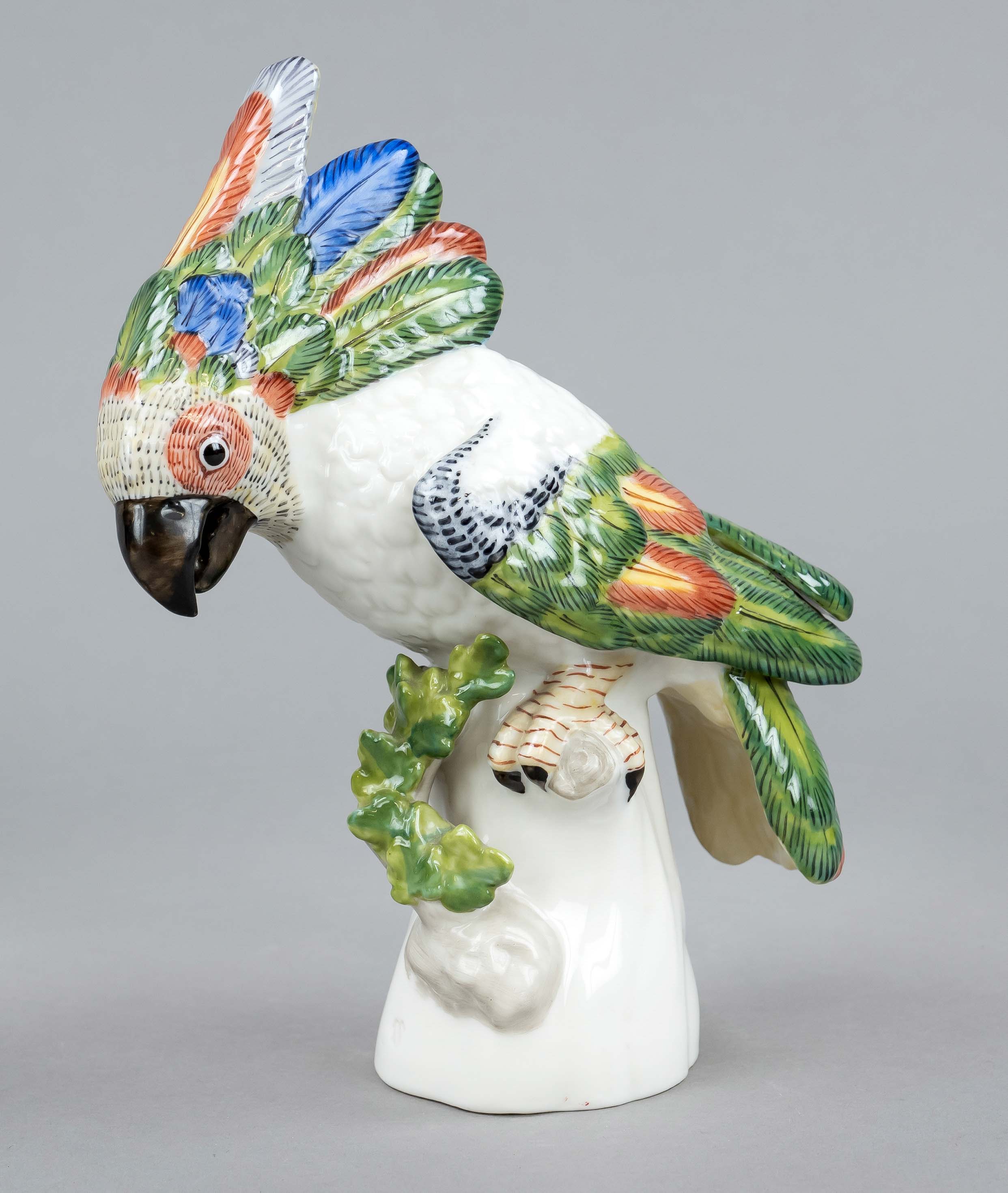 Cockatoo, Nymphenburg, mark 1925-75, model no. 413, design by Johann Gottfried Eberlein for