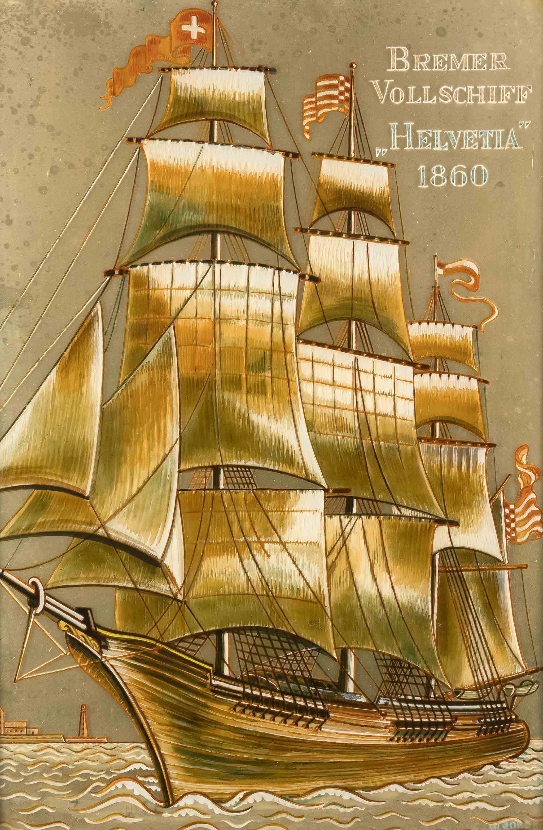 Rhode, Werner. 1906 Bremen - 1990 Worpswede. The Bremen full-rigged ship Helvetia 1860. reverse