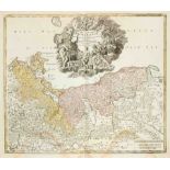 Historical map of Pomerania, ''Ducatus Pomeraniae...'', part col. copper engraving by Homann in