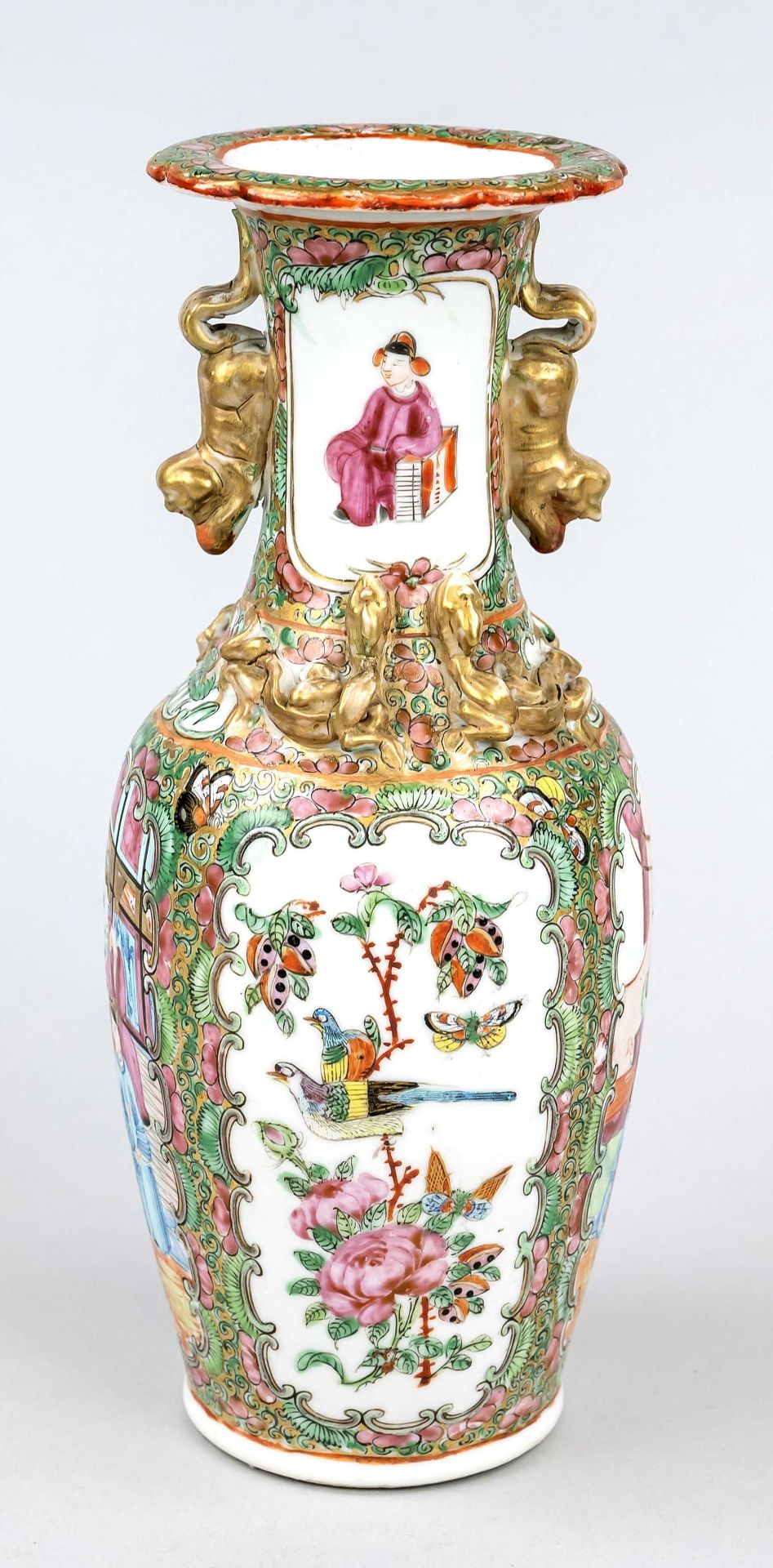 Canton flower vase famille rose, China, Qing dynasty(1644-1912), 19th century, porcelain with