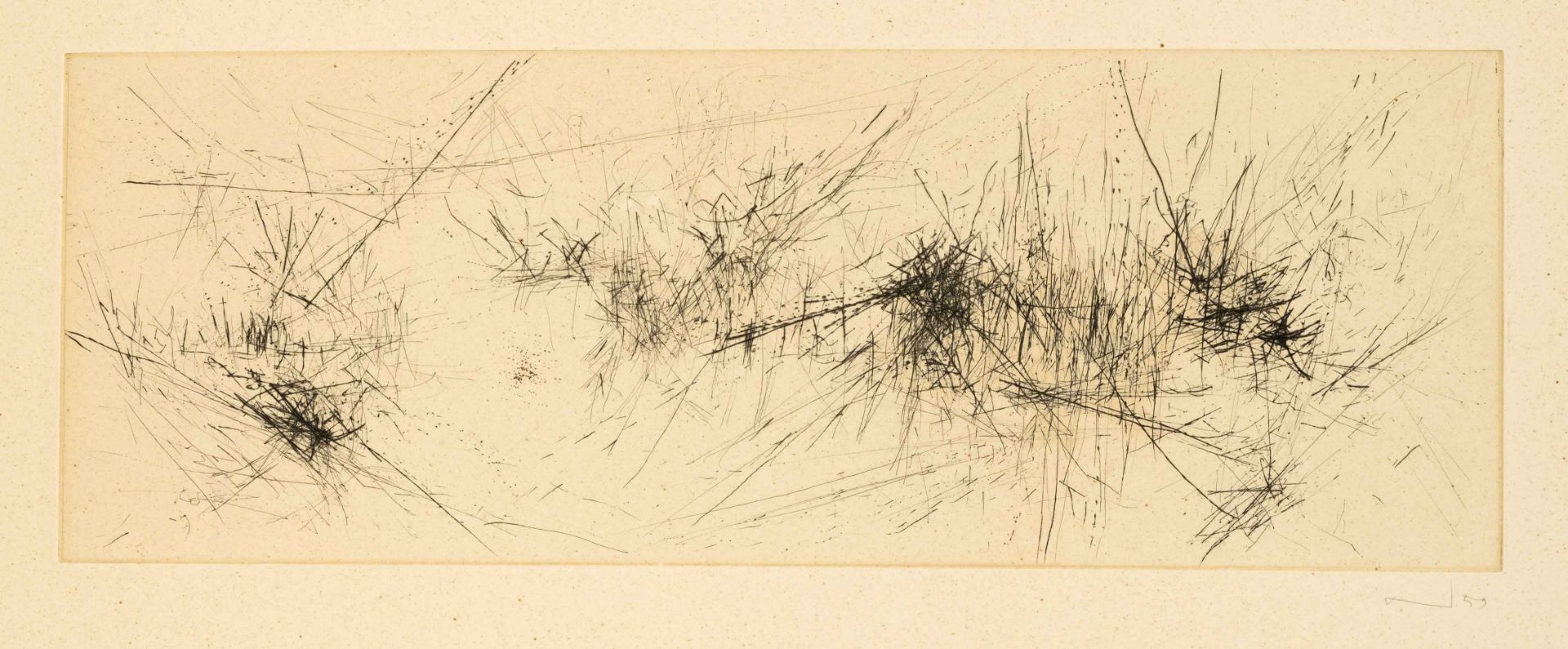 Armin Sandig (1929-2015), group of three informal compositions: an early etching from 1959, a