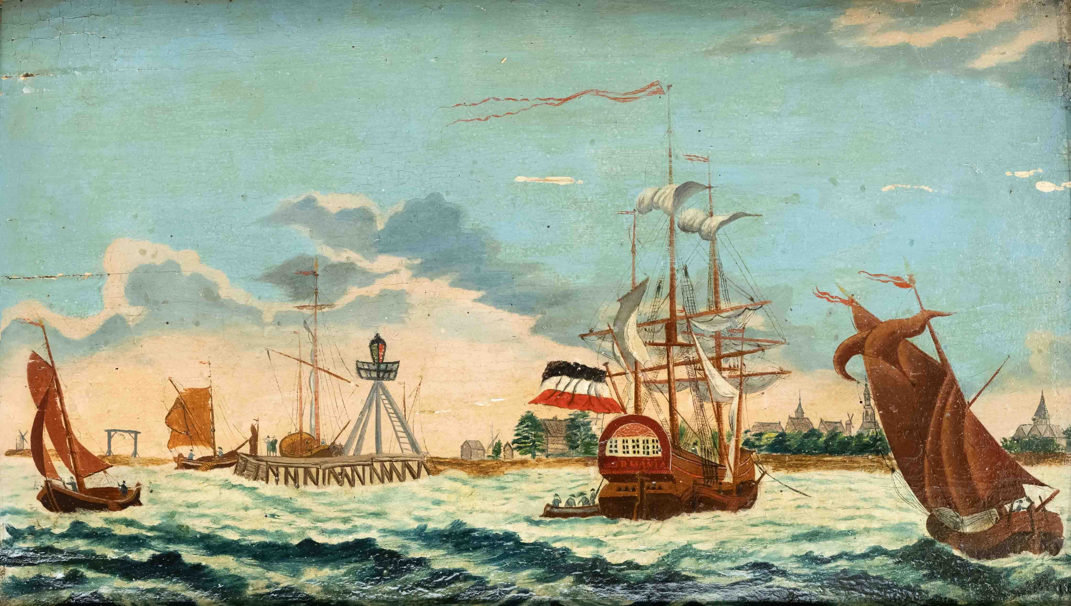 Anonymous marine painter of the 19th/20th century in old masterly manner. Ships in front of an