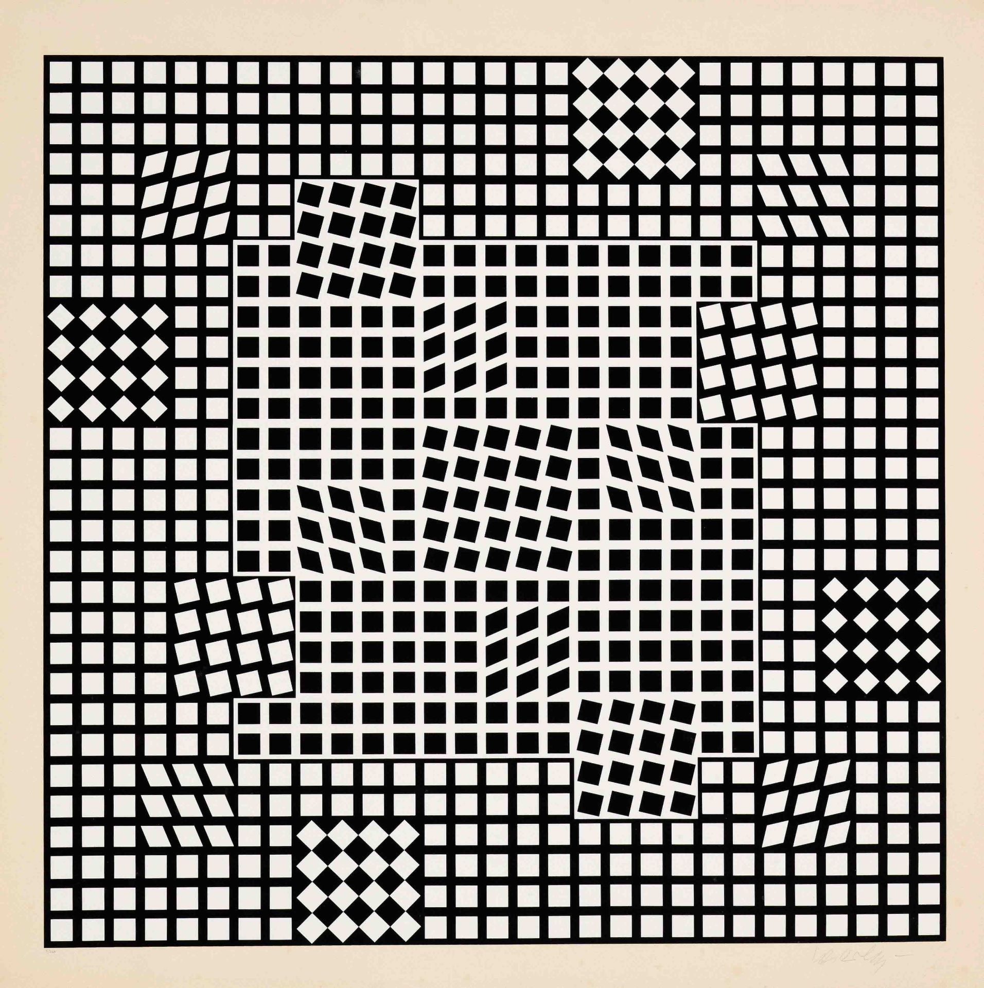 Vasarely, Victor. 1906 Pécz - 1997 Annet-sur-Marne. Untitled [Geometric composition in black and