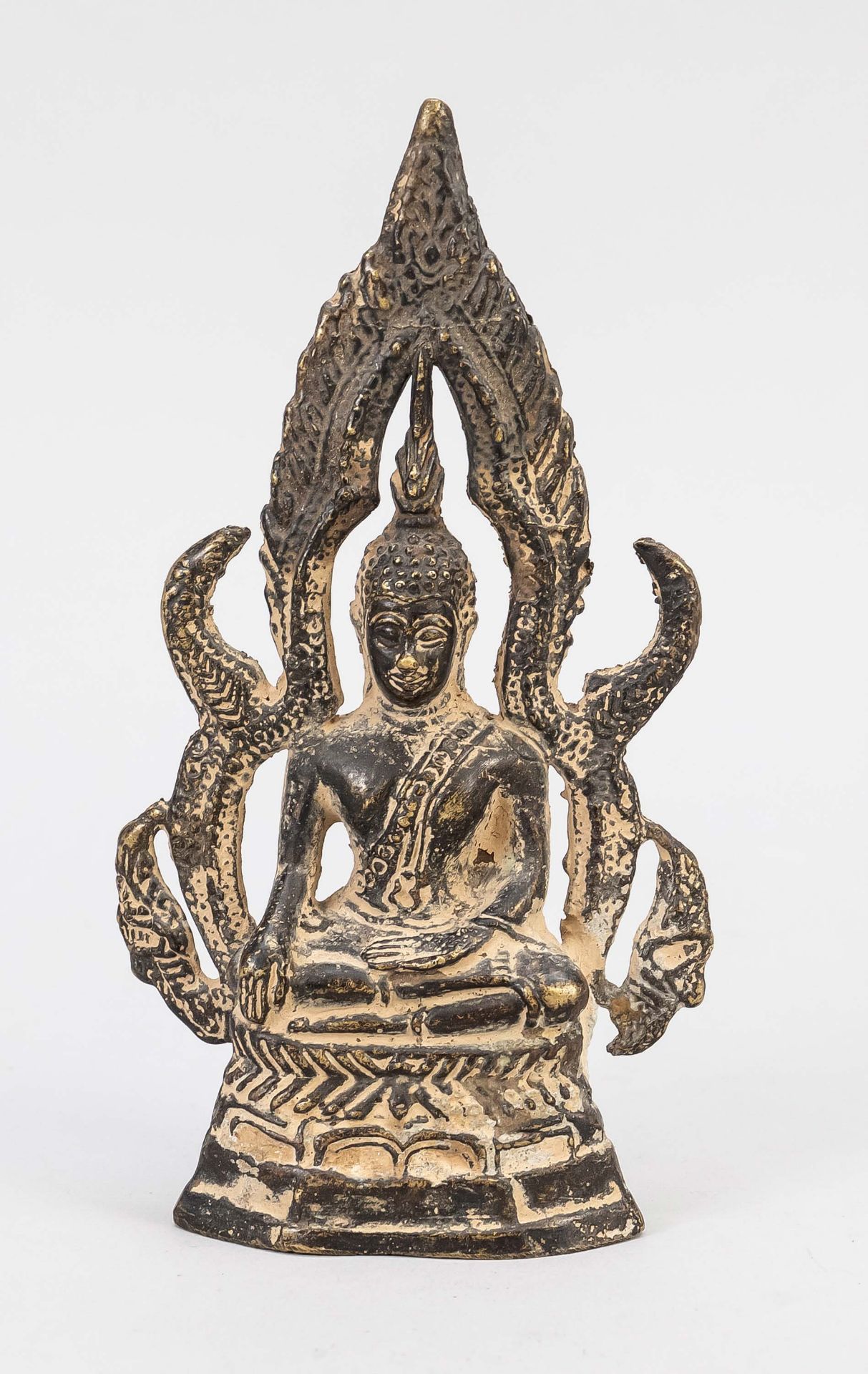 Buddha Ayutthaya style, Thailand, 20th century, bronzed brass sculpture of the historical