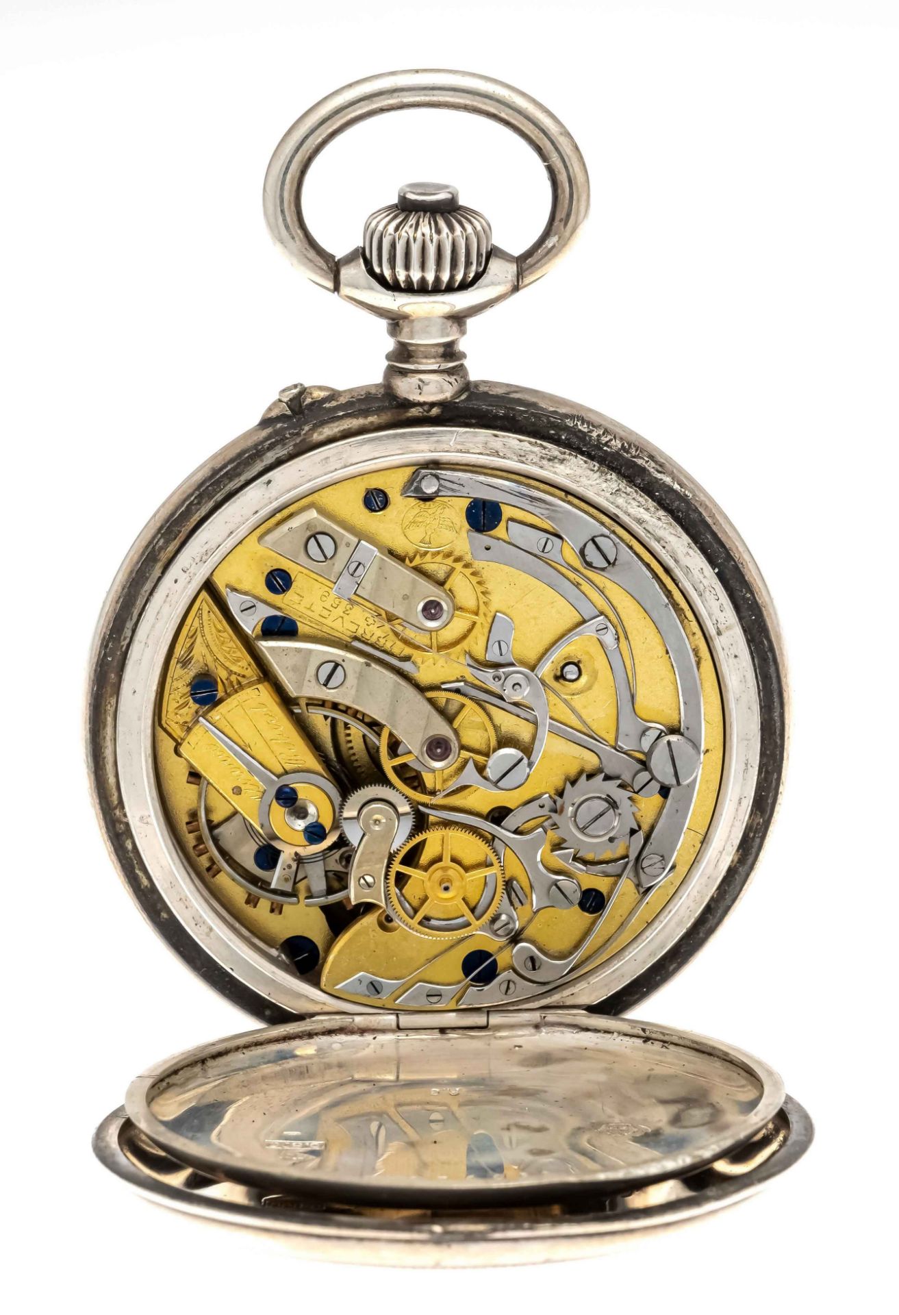 open gentleman's pocket watch 800/000 silver with chronograph, marked '' Excelsior Park, Les Fils de - Image 3 of 3