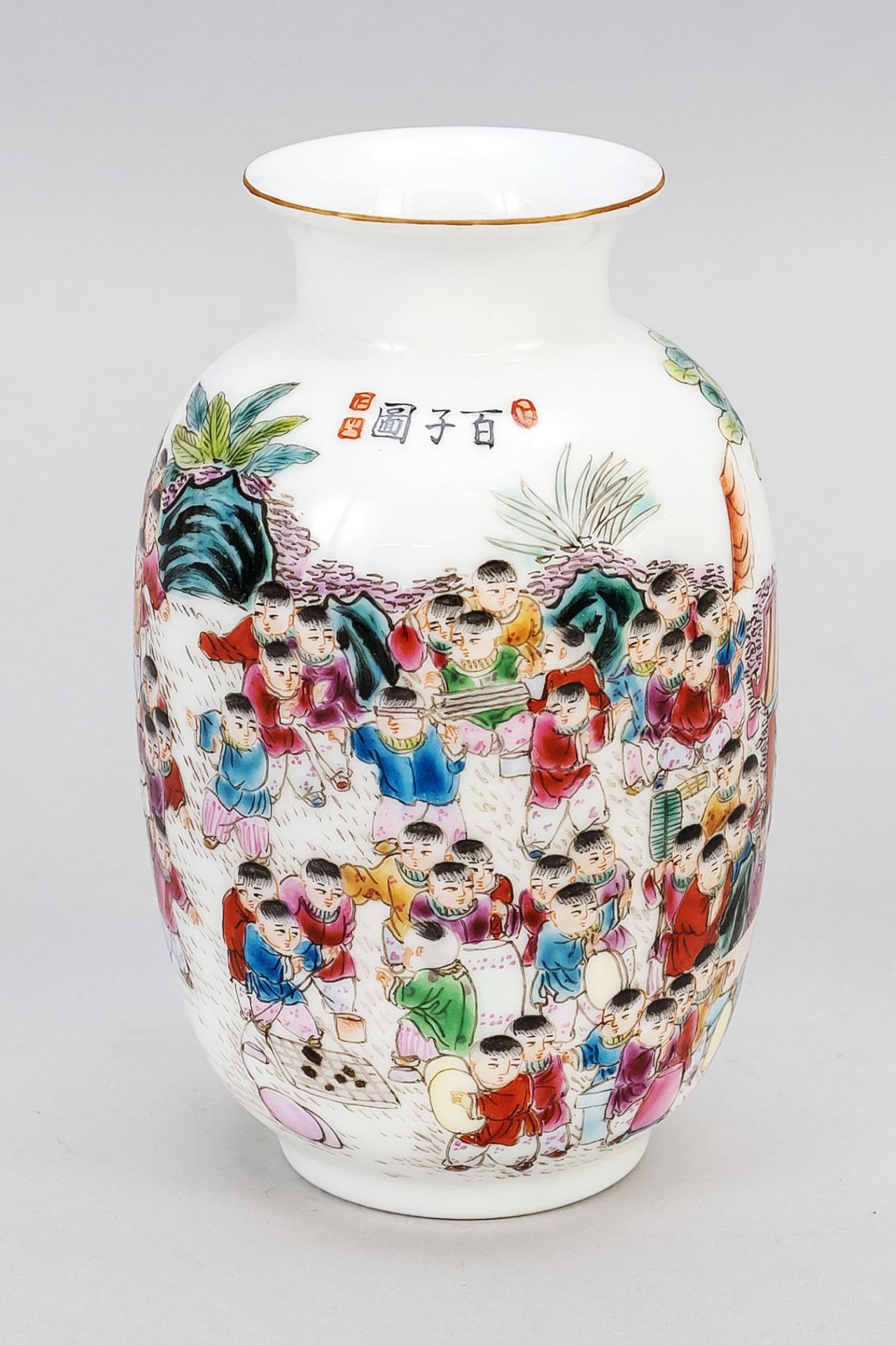 Congratulation shoulder vase 100 children, China, probably Qing Guangxu period(1875-1908), light - Image 3 of 4