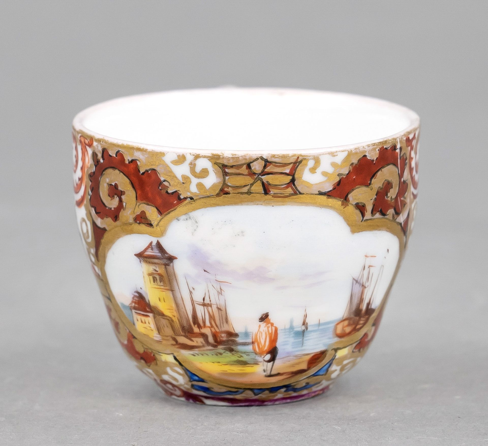 Demitasse, Meissen, pommel swords mark 1850-1924, 1st choice, angular handle, from side reserve with