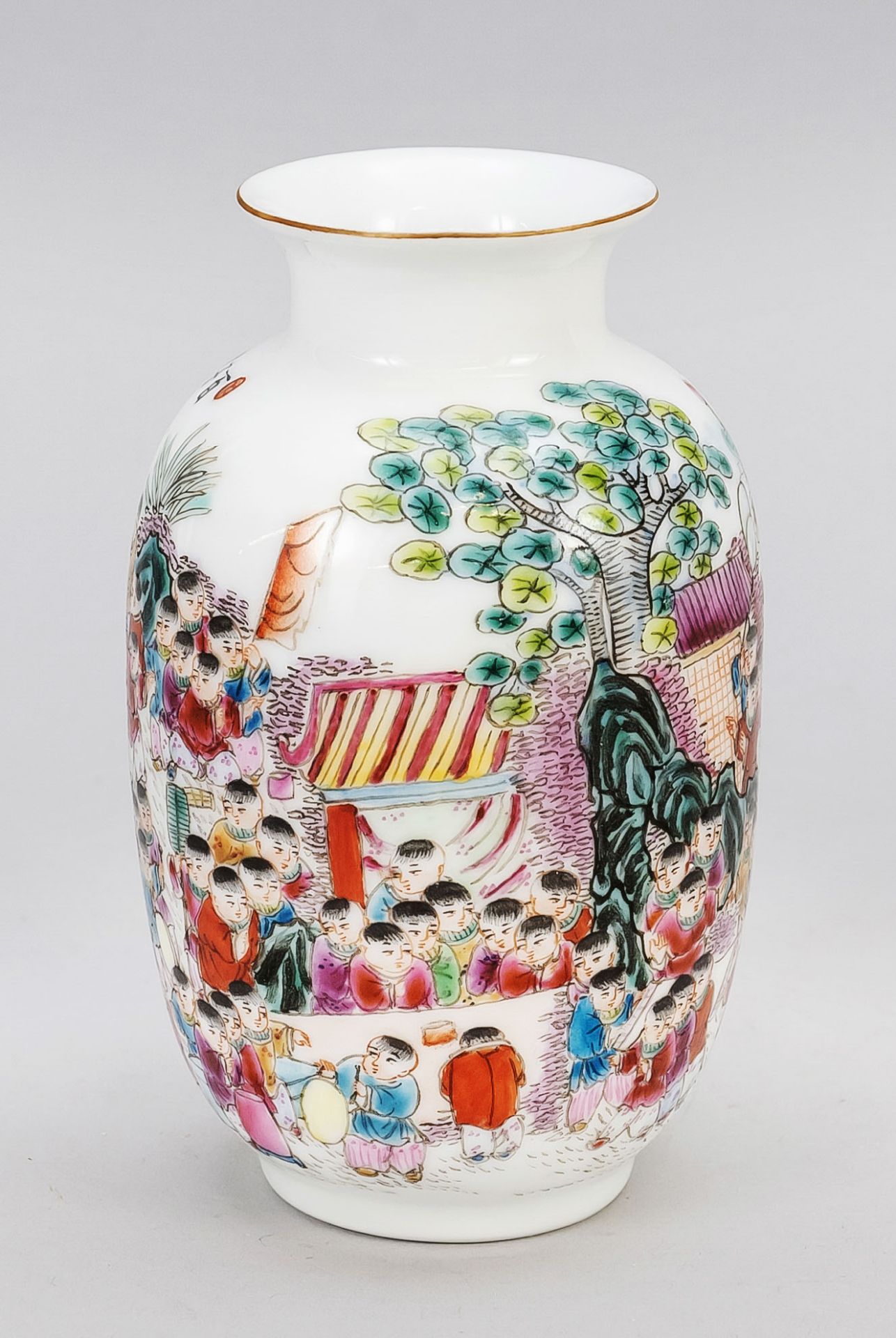 Congratulation shoulder vase 100 children, China, probably Qing Guangxu period(1875-1908), light - Image 2 of 4