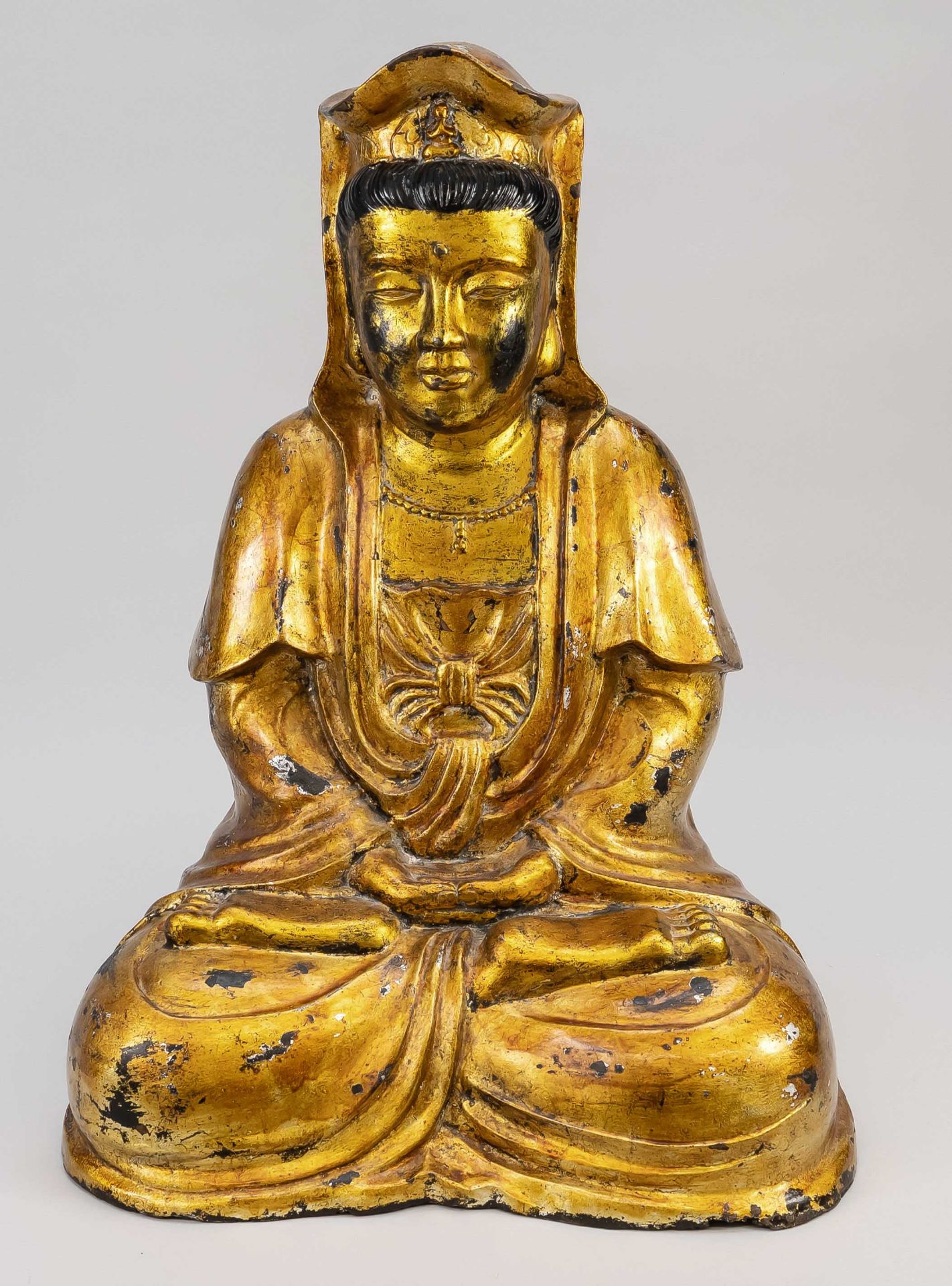 White-robed Guanyin, China, probably Ming or Qing dynasty 17th century, bronze casting with gold