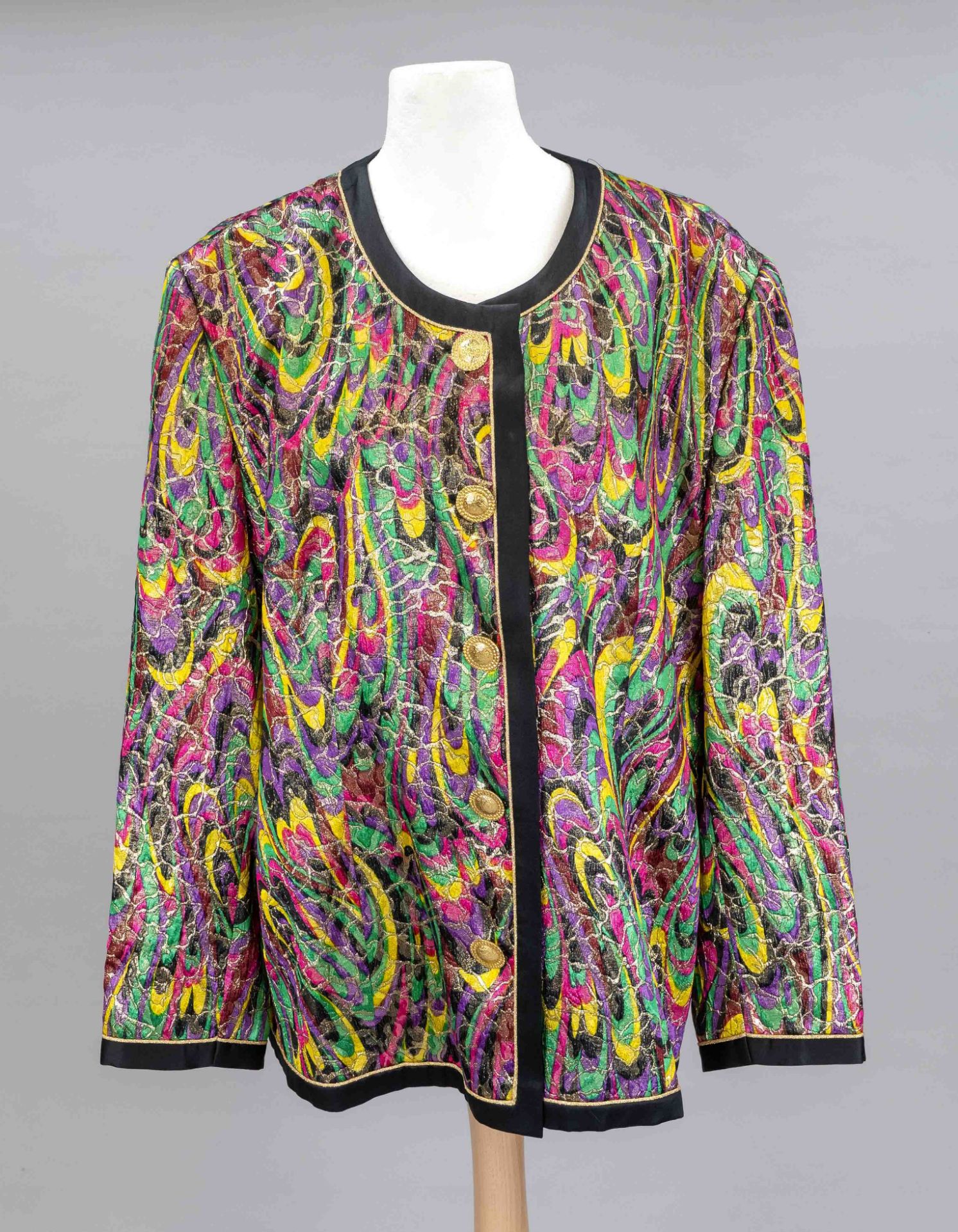 Givenchy, polychrome patterned vintage women's jacket of blended fabric with metallic threads,