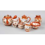 7 pieces Kutani, Japan, Meiji period(1868-1912), around 1900, porcelain with dominant iron-red