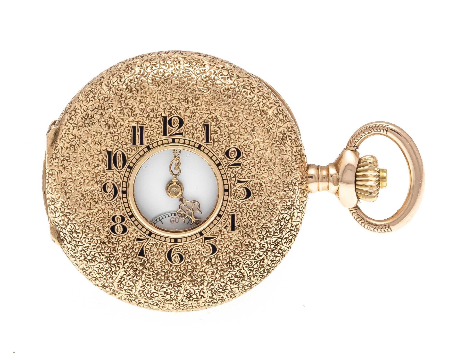 half-savonette jump cover ladies pocket watch, 585/000GG, 3 lids gold, marked ''Max Mayer,