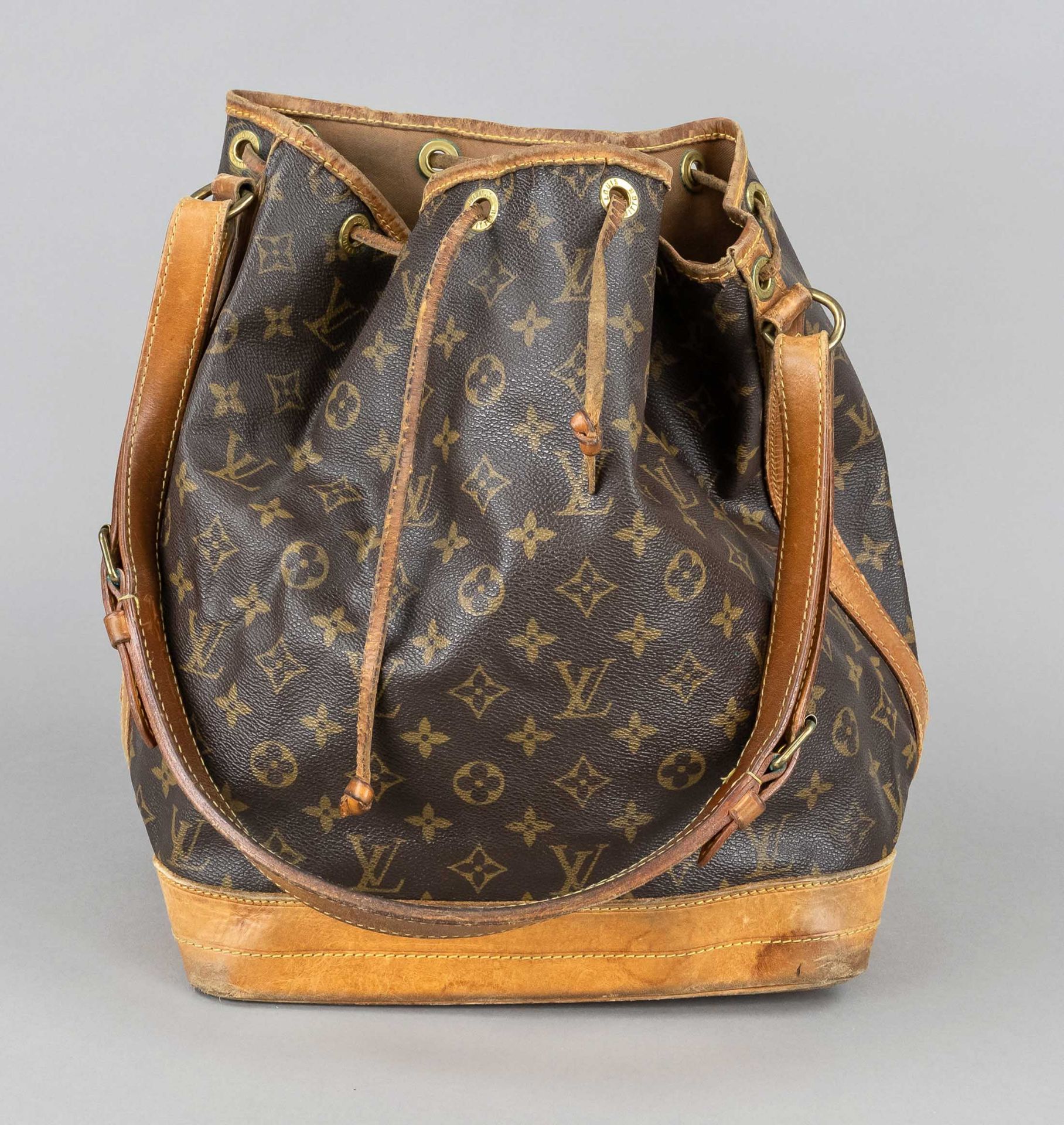 Louis Vuitton, Vintage Sac Noe, rubberized cotton fabric in classic logo print design with cognac