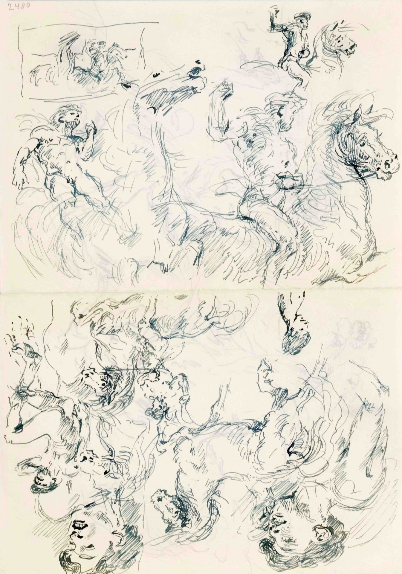 Focke, Wilhelm H. 1878 - Bremen - 1974. 7 ll. male nude and movement studies as well as horse - Image 2 of 4