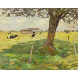 Egg, Ewald. 1884 Berlin - 1955 Hamburg. 2 paintings: Summer landscape/ cow pasture. Oil/painting