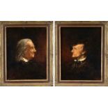 signed Hann (?), portrait painter end of 19th century, pair of portraits of composers Richard Wagner