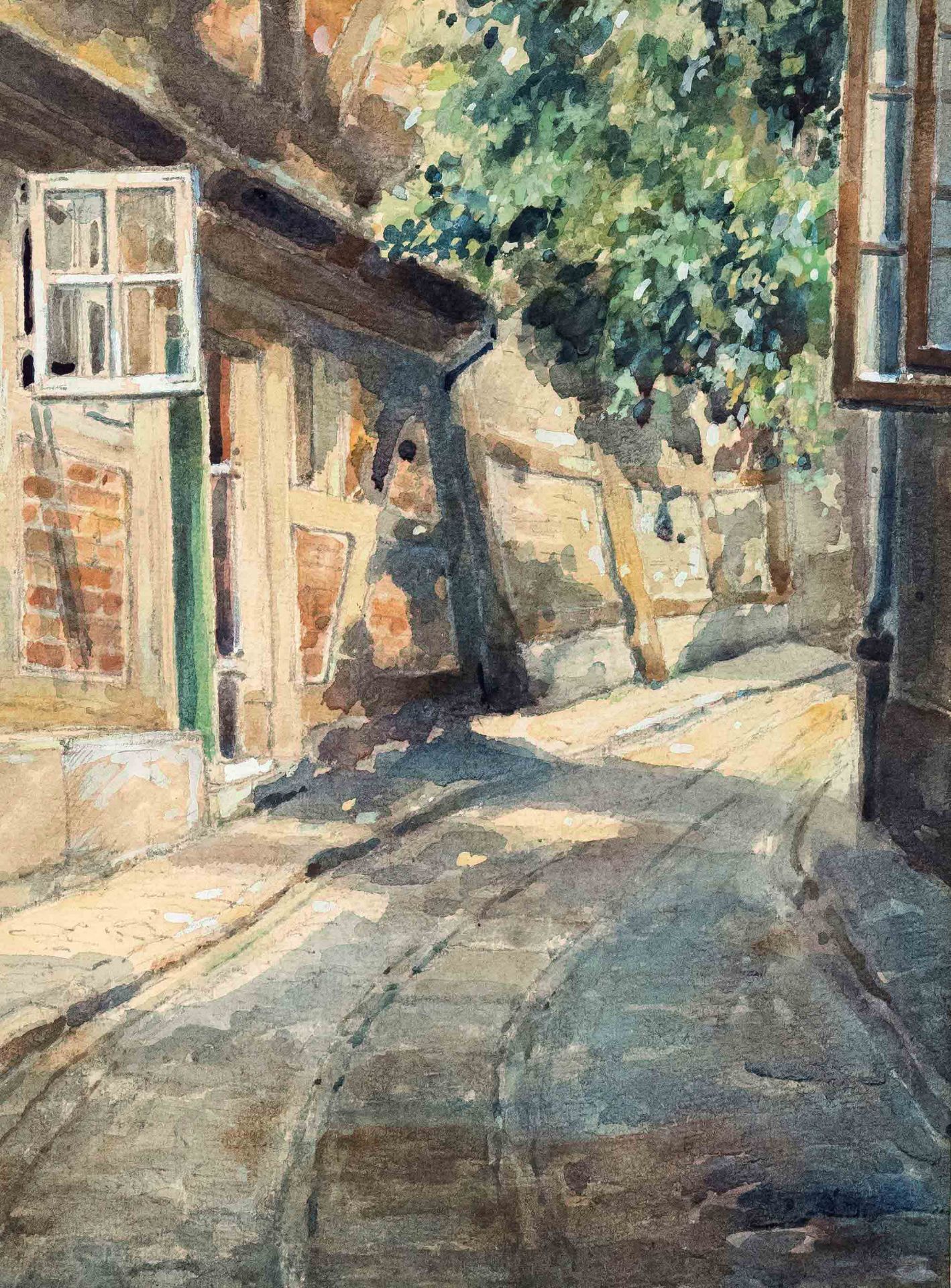 Müller-Scheessel, Ernst. 1863 Scheeßel - 1936 Bremen. Attributed. View of an alley in