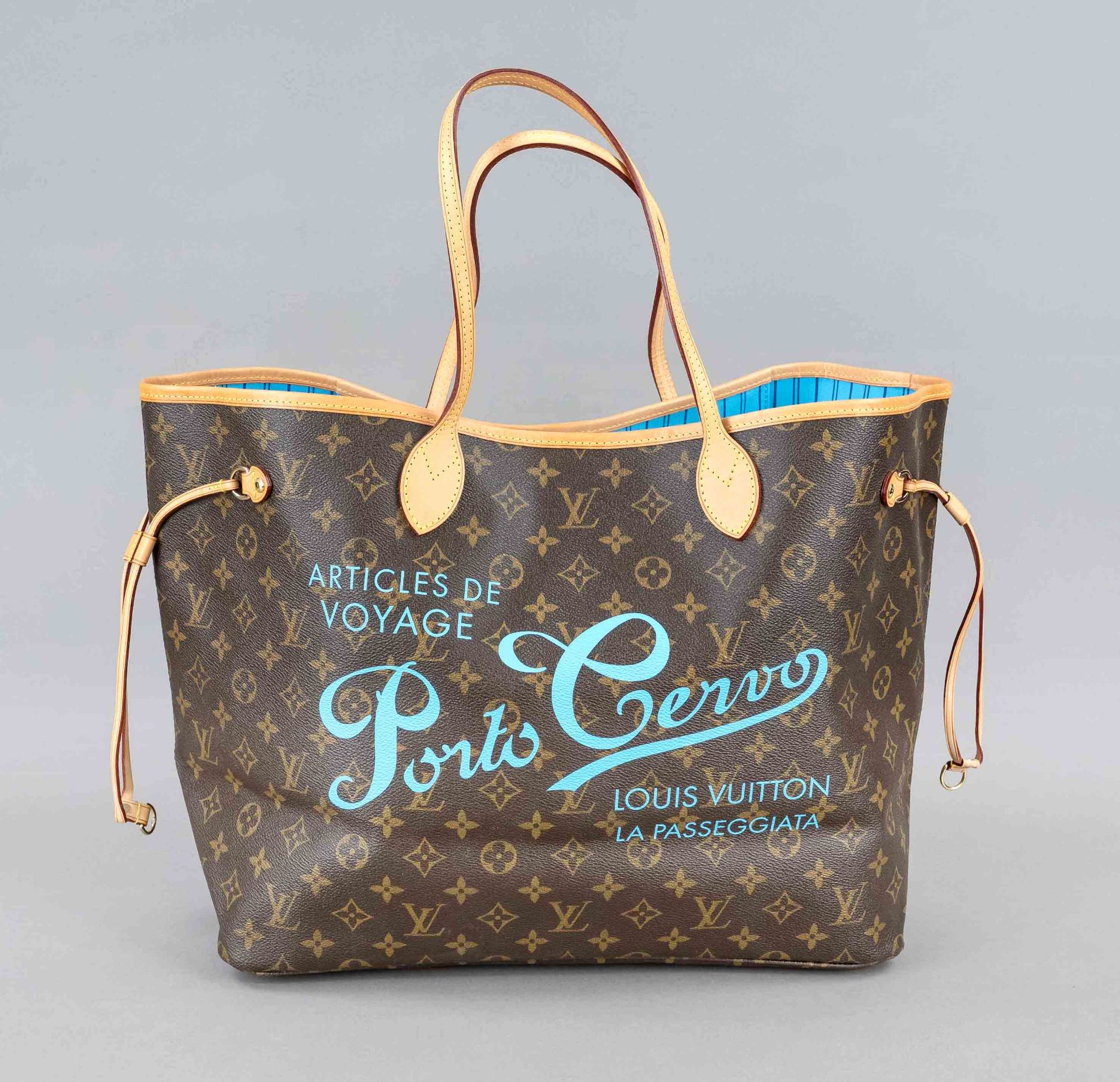 Louis Vuitton, Limited Edition Neverfull Porto Cervo Tote Bag, rubberized cotton fabric in classic