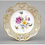 Ornamental plate, Meissen, Knauff Schwerter 1850-1924, 1st choice, flat moulded form with '
