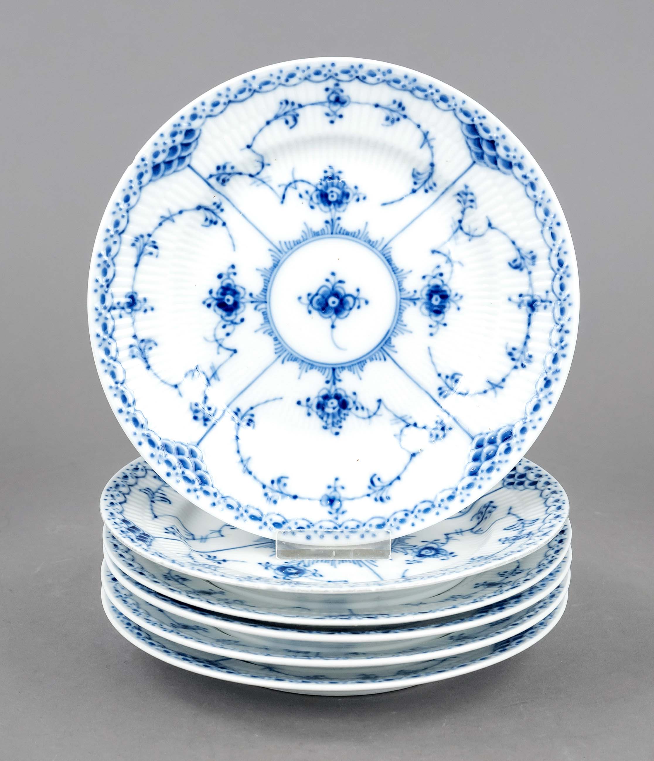 Six cake plates, Royal Copenhagen, Denmark, end of 20th c., 1st choice, model no. 574, décor