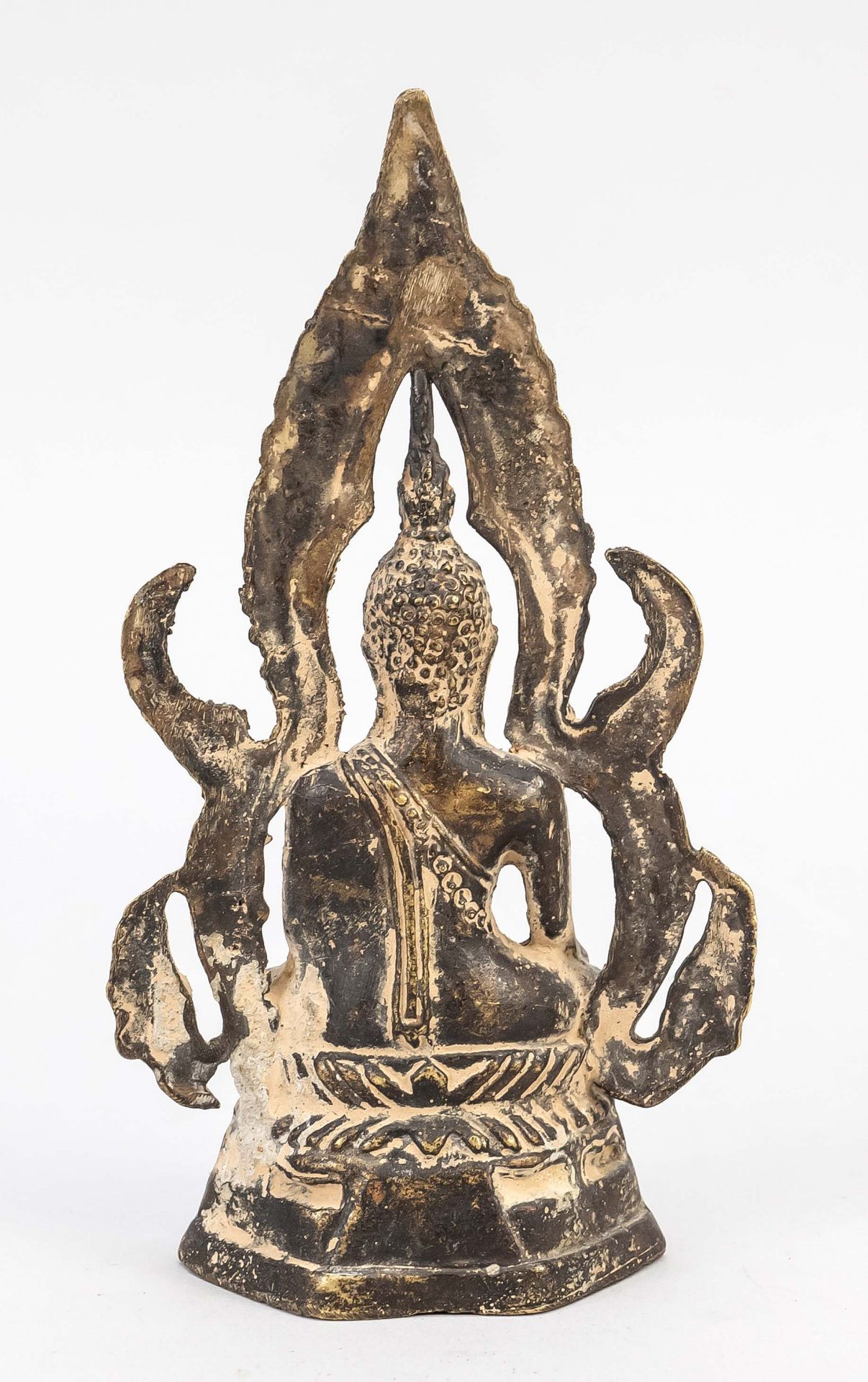 Buddha Ayutthaya style, Thailand, 20th century, bronzed brass sculpture of the historical - Image 2 of 2