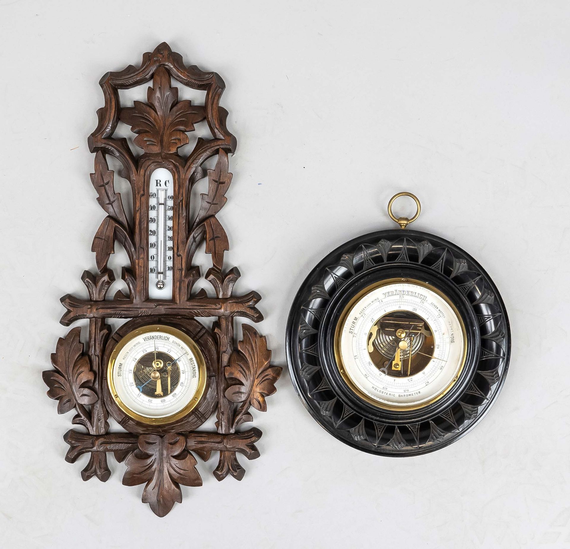 2 Wandbarometer, 19./20. Jh.,