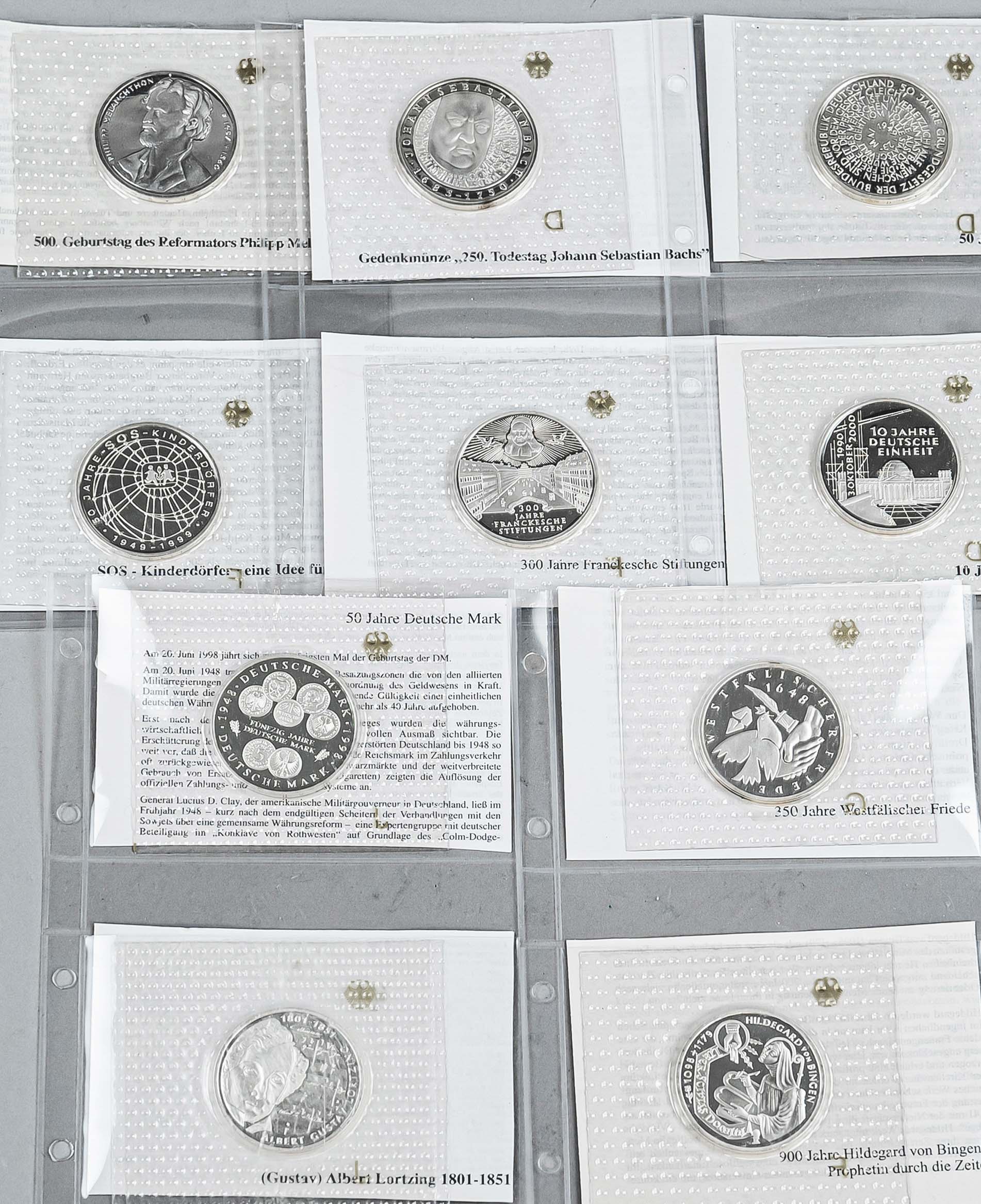 10 x 10 DM commemorative coins Federal Republic of Germany, 1997 - 2001, silver coins All different,