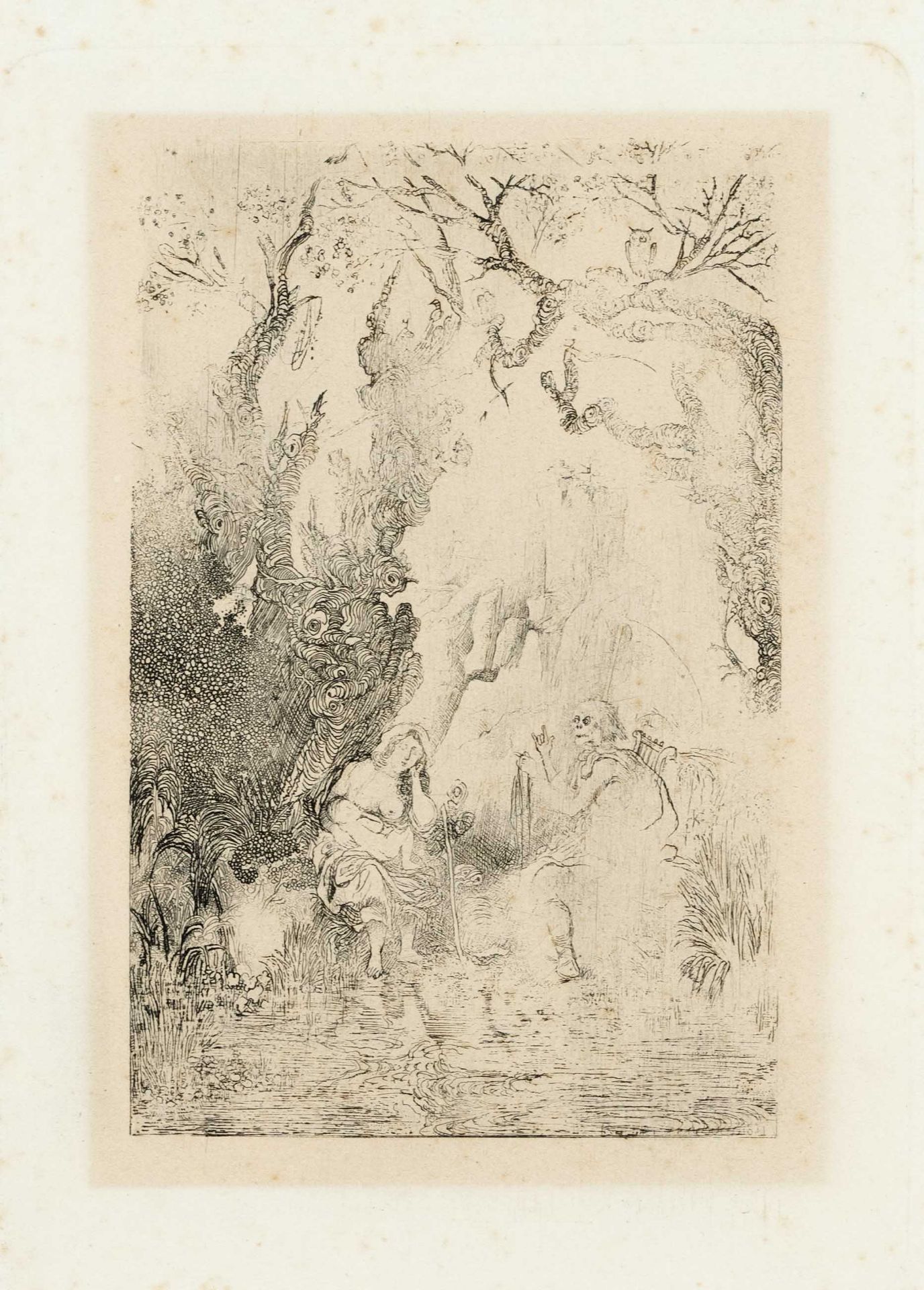 Rodolphe Bresdin (1822-1885), ''La mère et la mort'', etching af copperplate printing paper,