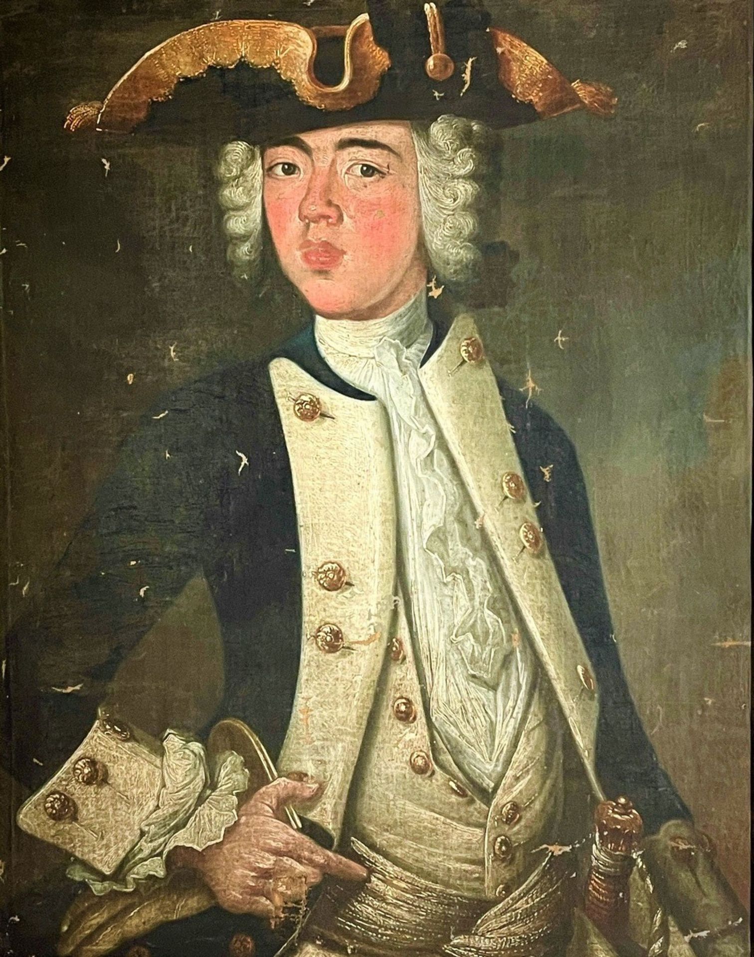 Anonymous portraitist of the 18th c. Portrait of an officer in uniform. 1748. oil/canvas,