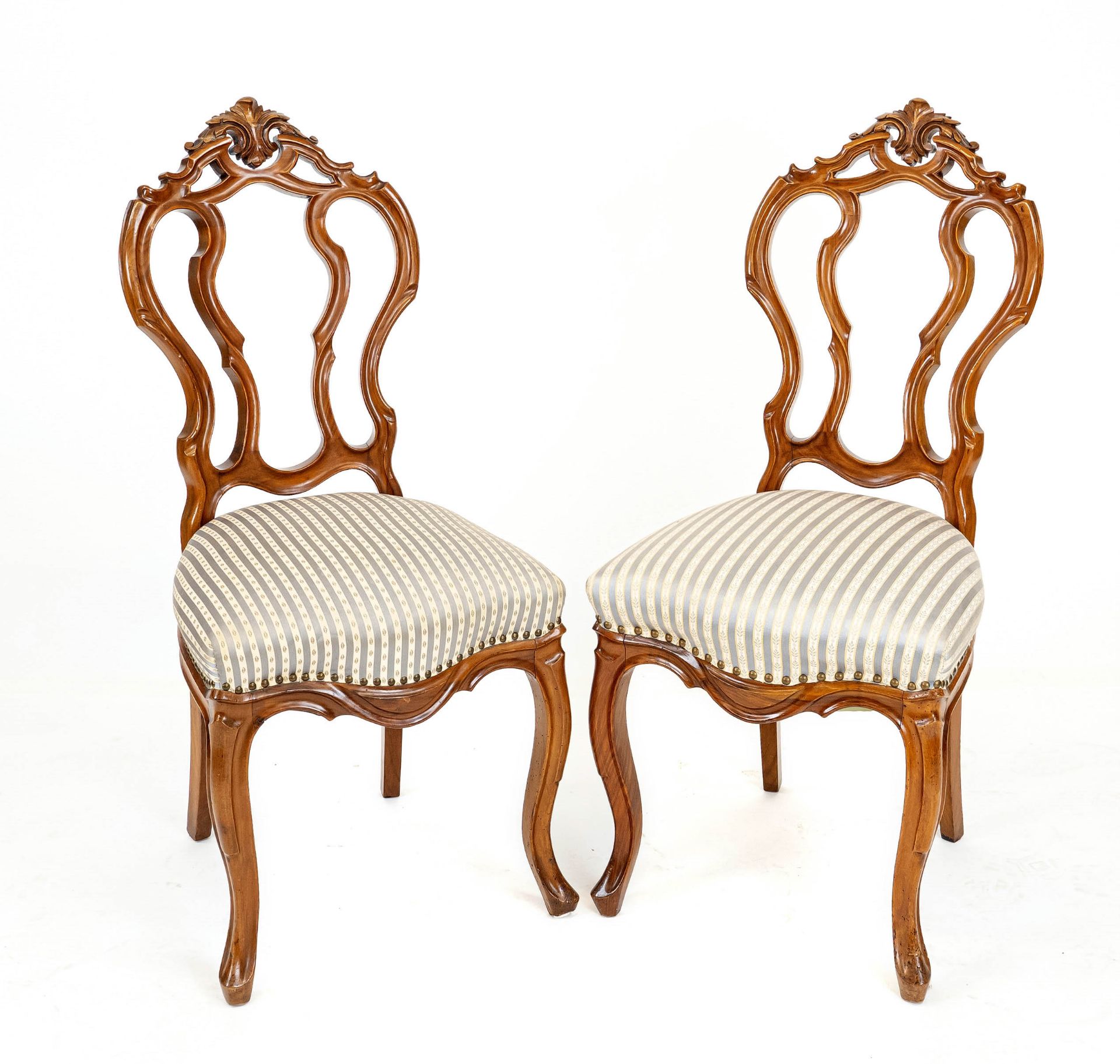 Pair of chairs around 1860, mahogany, openwork back, 99 x 45 x 53 cm.