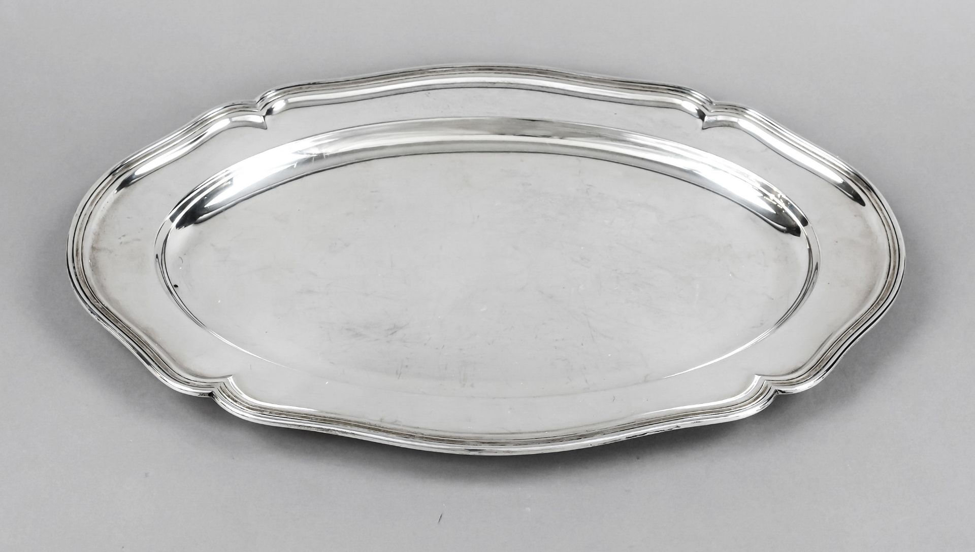 Large oval tray, German, 20th century, maker's mark M. H. Wilkens & Söhne, Bremen-Hemelingen, silver