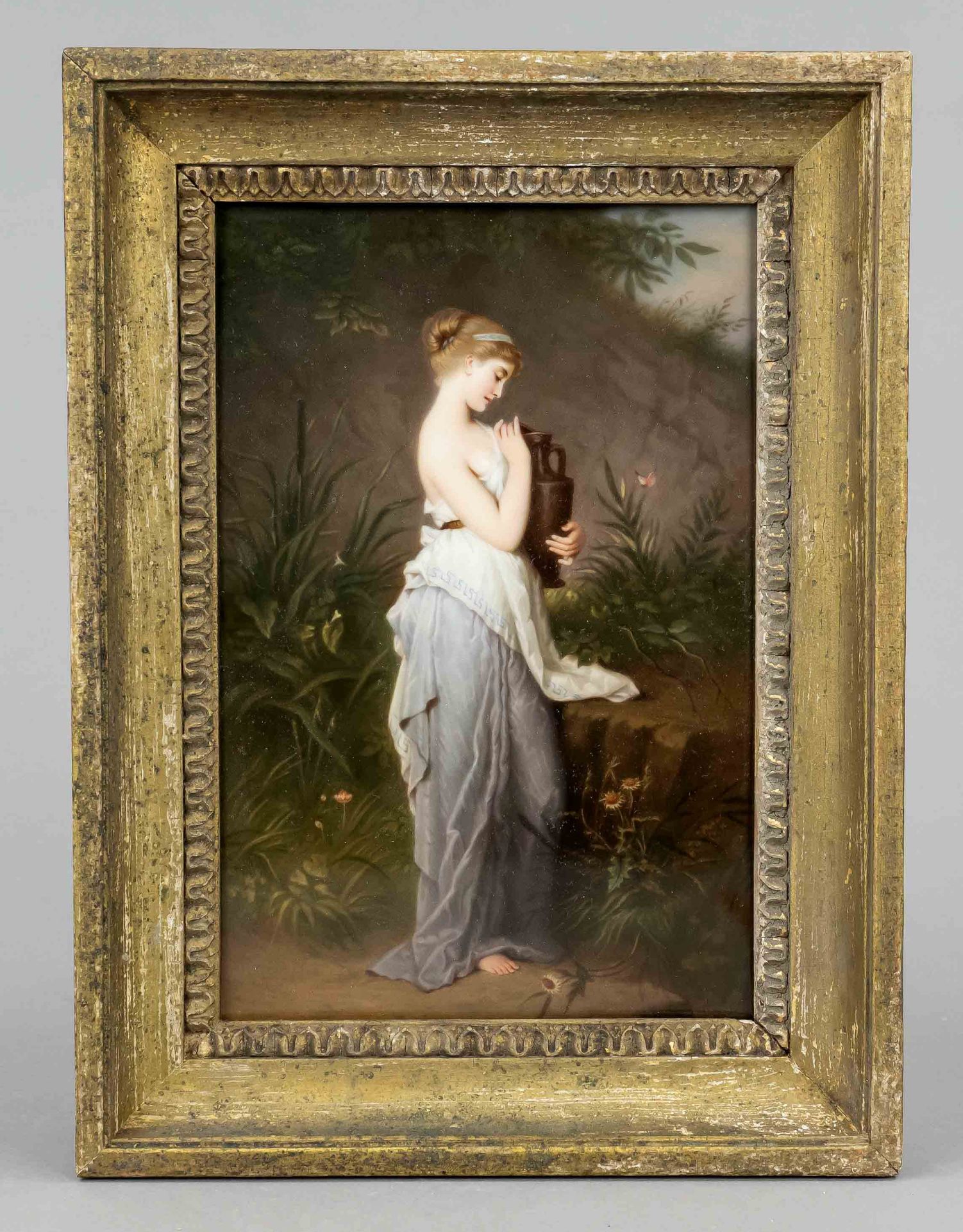 Picture plate, Psyche with urn, KPM Berlin, around 1900, fine painting after the painting by