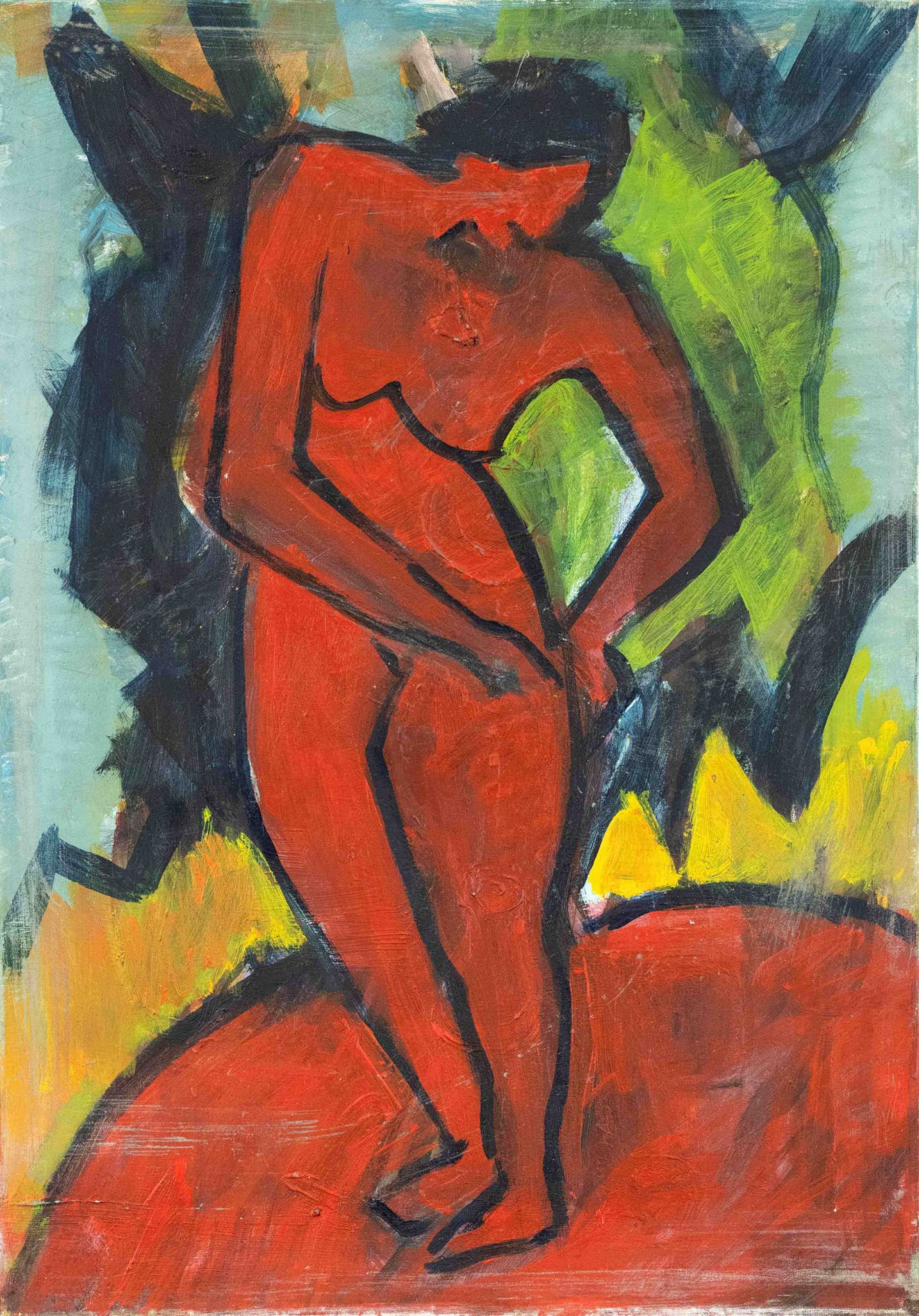 Karl Schmidt-Rottluff (1884-1976), copy after, 2nd half 20th century, red nude, oil on canvas,