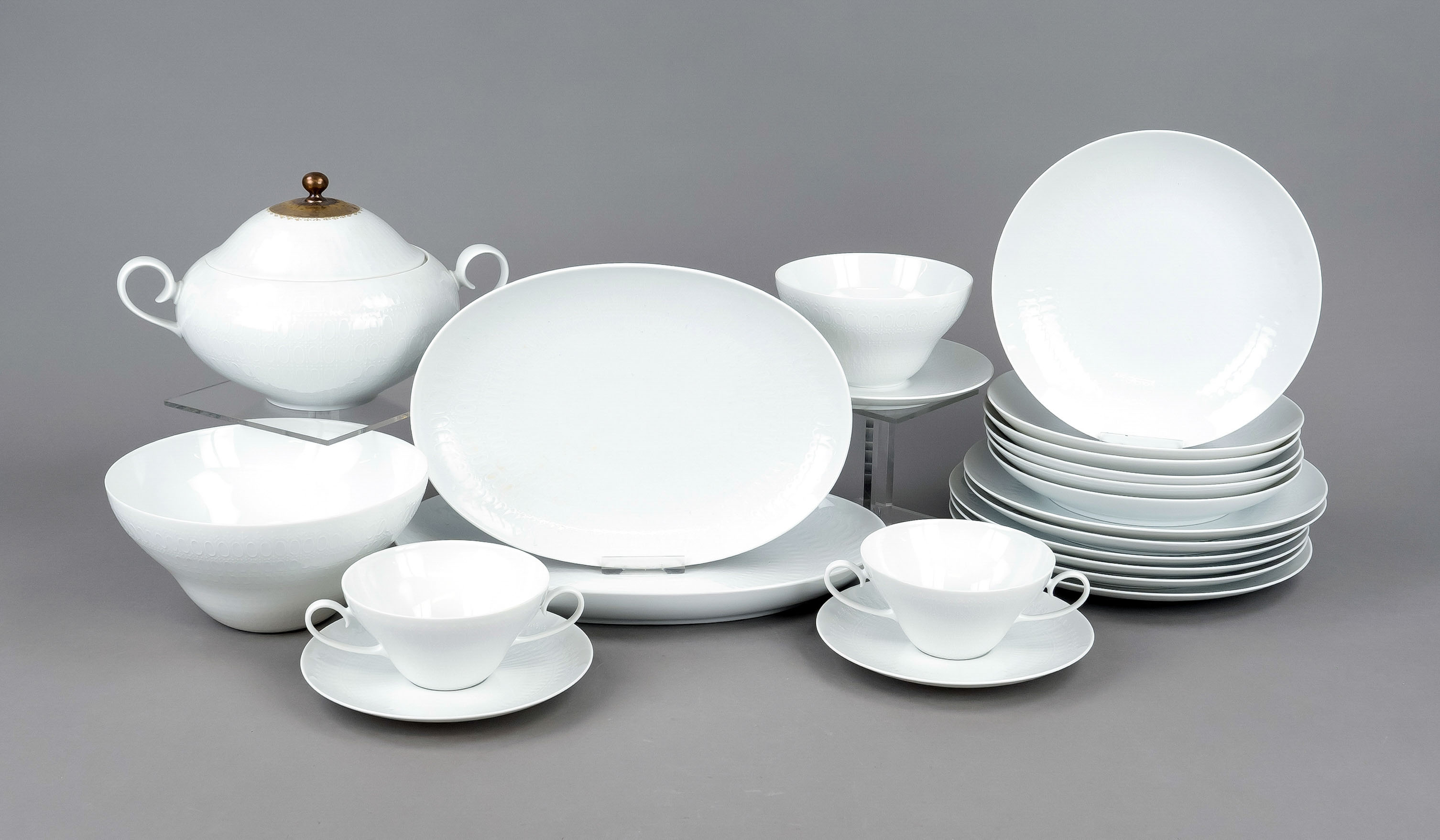 Dinner service for 6 persons, 30 pcs, Rosenthal, Studio-Line, mark after 1961, form Romance, white