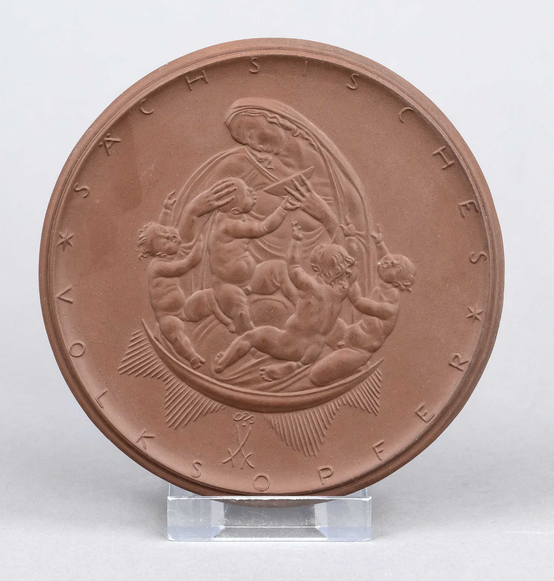 Large patriotic medal, Meissen, Pfeiffer mark, 1925, Böttger stoneware, designed by Emil Paul Börner