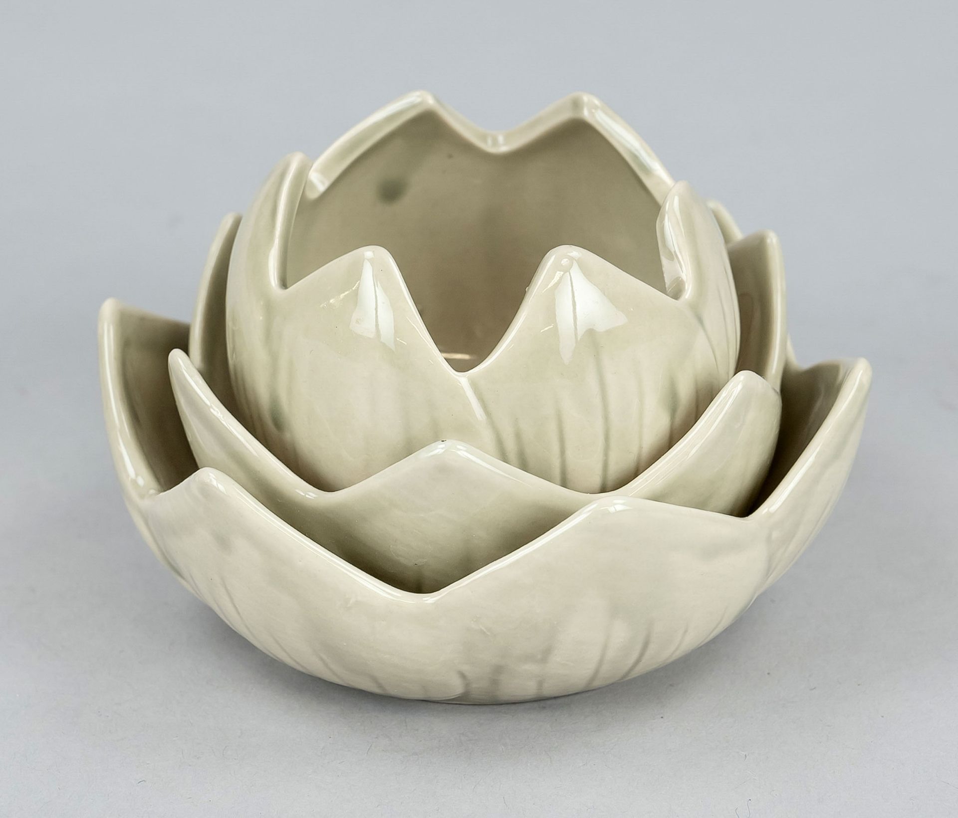 Seladon lotus candle holder, China, Republic period(1912-1949), porcelain in the form of