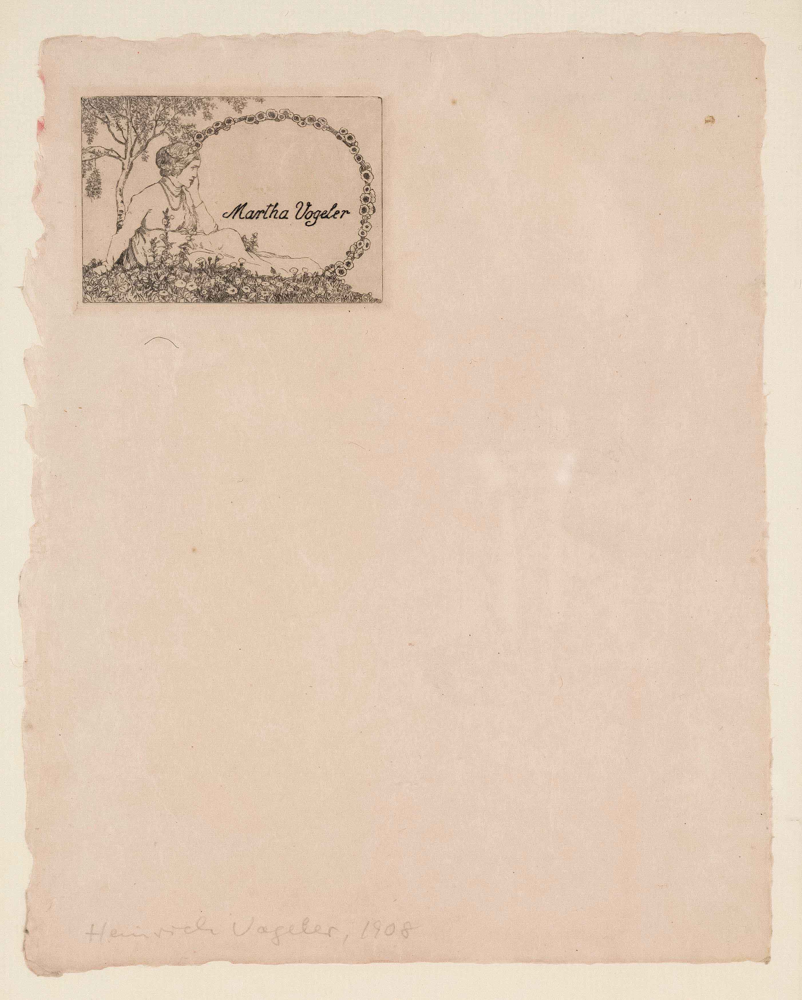 Vogeler, Heinrich. 1872 Bremen - 1942 Kazakhstan. One sheet of blank writing paper with letterhead