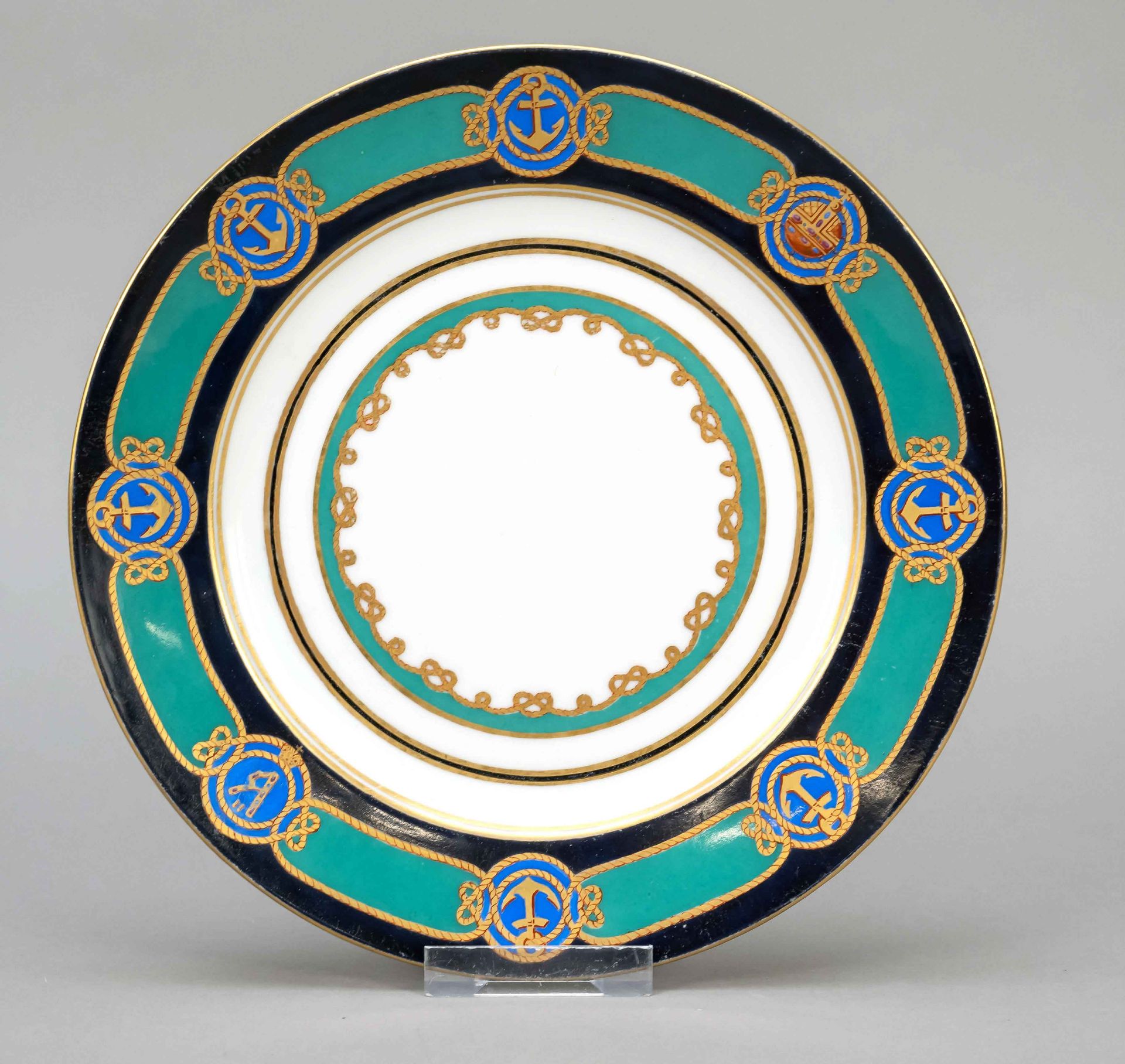 Rare Russian porcelain plate from the service for the Tsar's yacht ''Derzhava'', Imperial