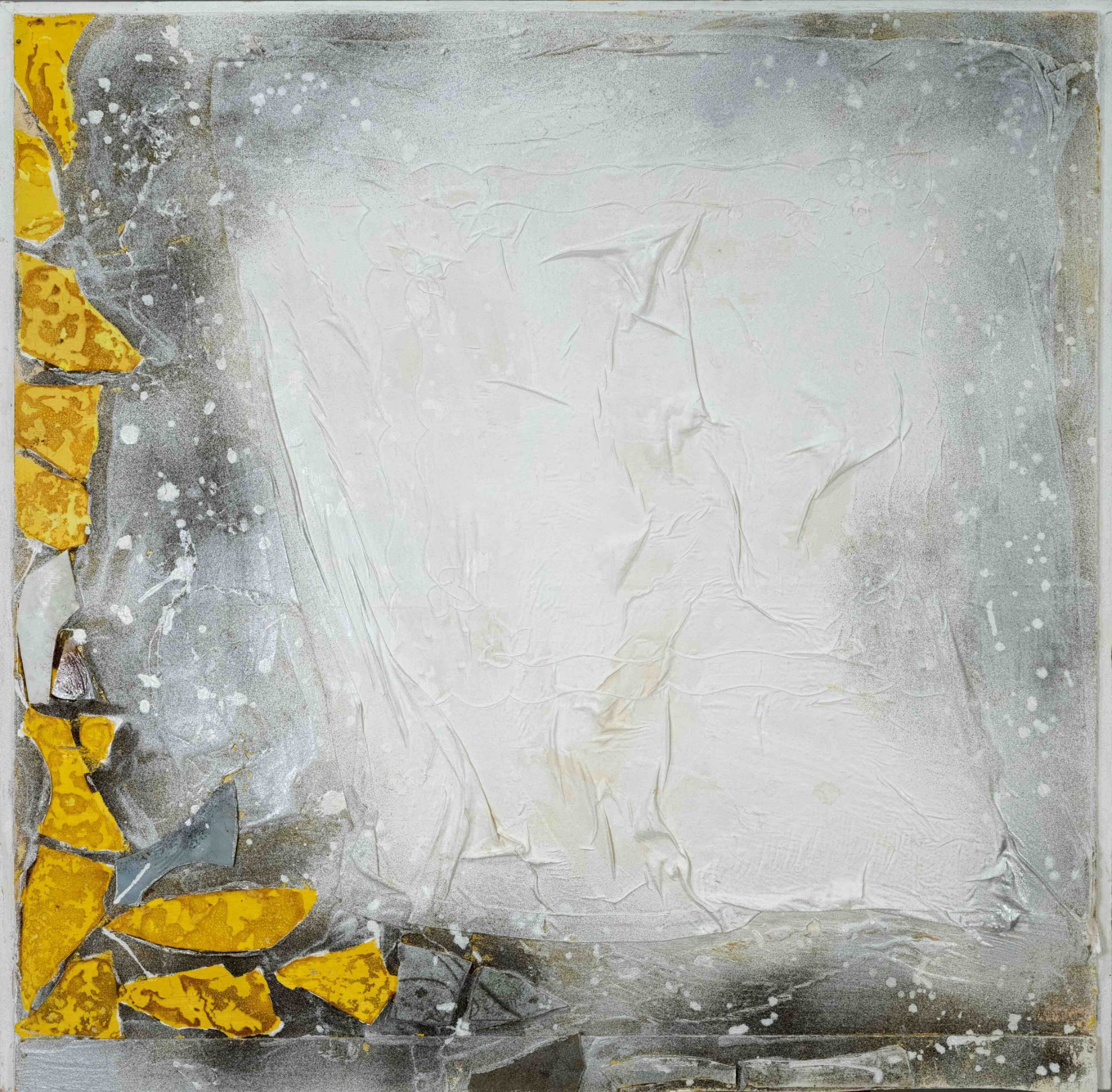 Unknown artist late 20th century, ''Winterlich II Dec. 95'', folded fabric on hardboard, white and