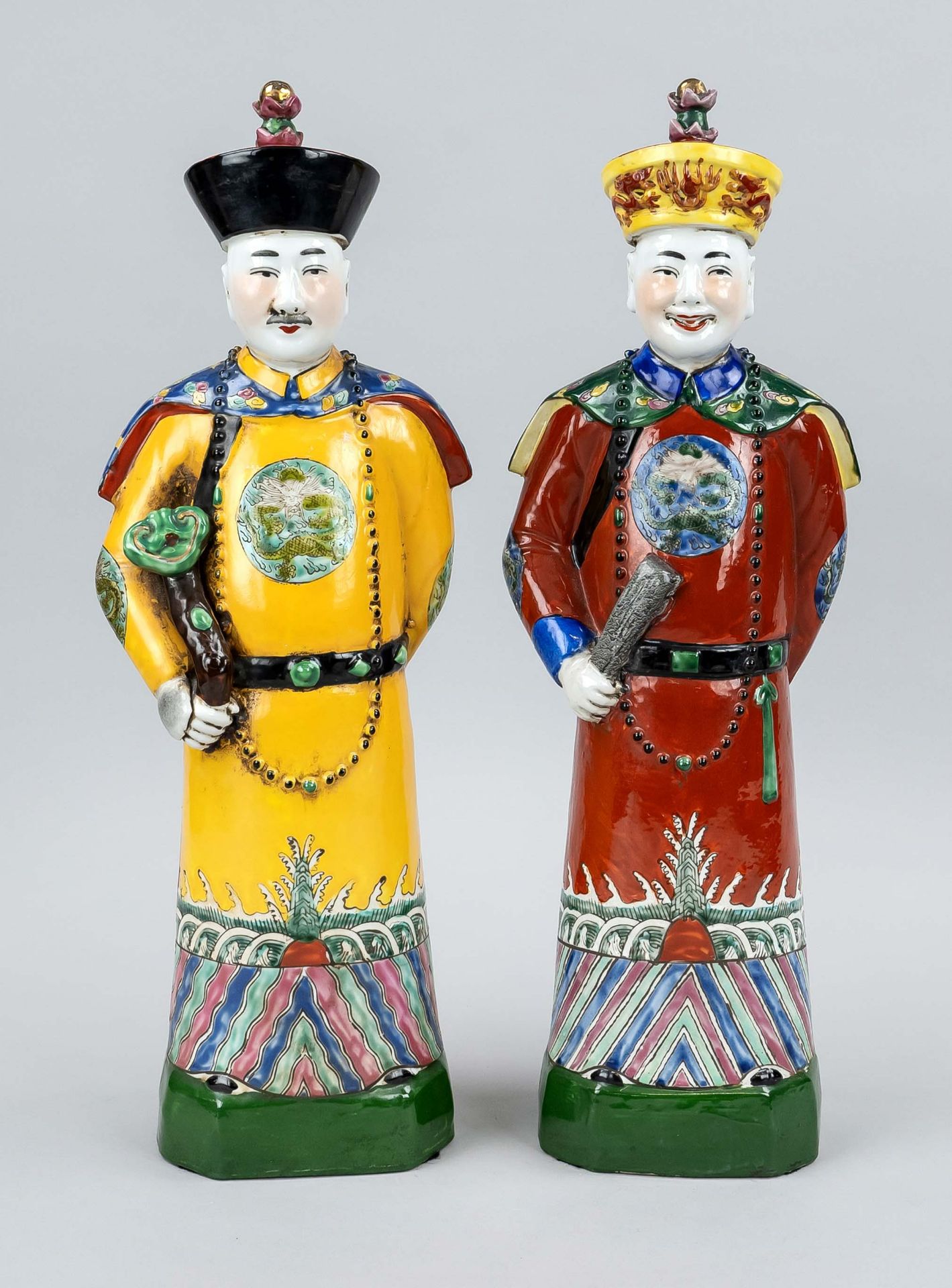 Paar Mandschu-Beamte, China, 2